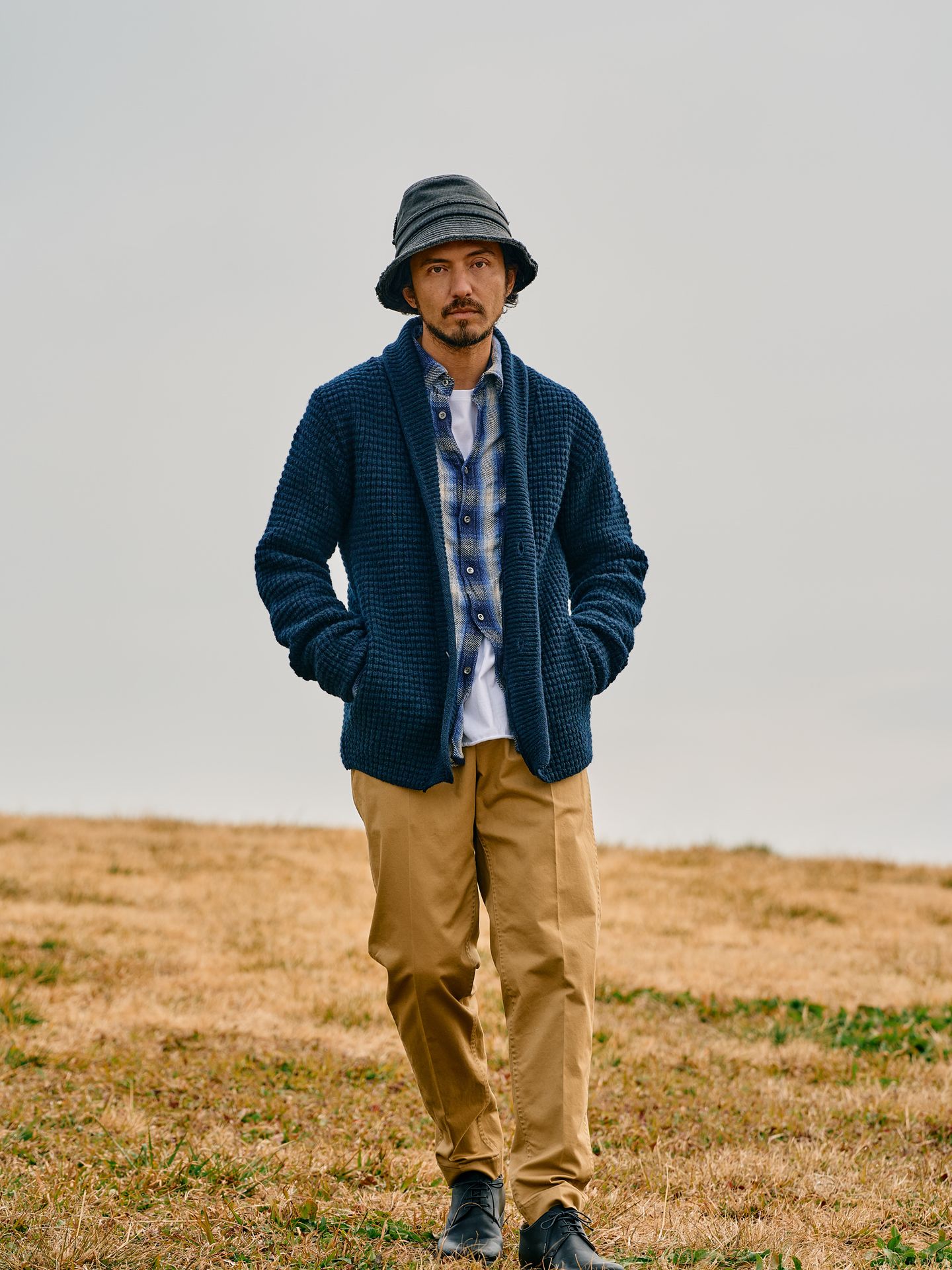 【予約品】 twist wrinkle check / シャツ / ブルー