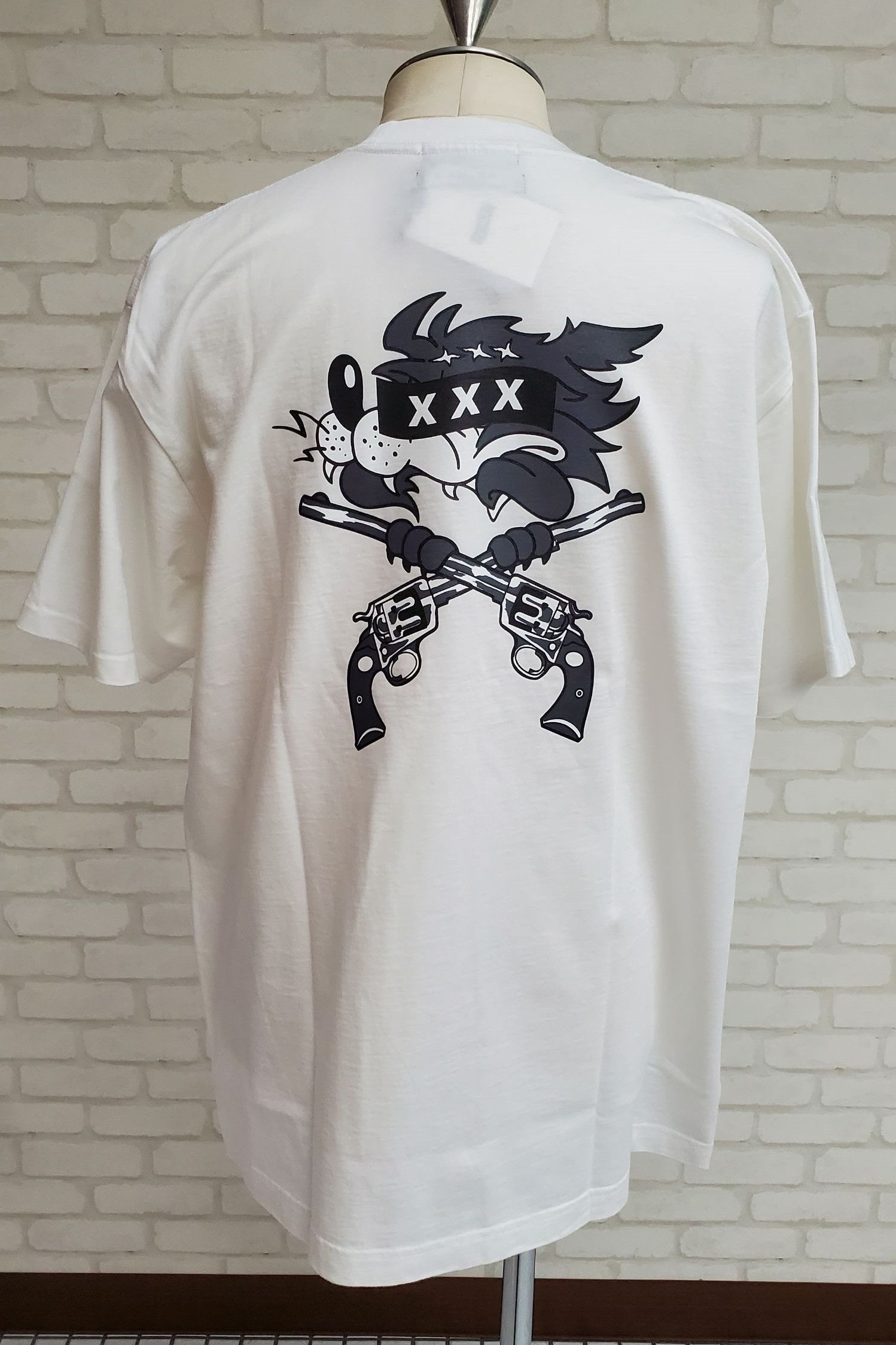 コラボT ウルフ柄プリントTシャツ / ホワイト GOD SELECTION XXX × roarguns - 2(M)