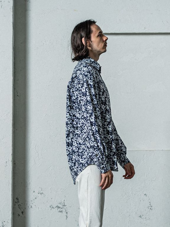NYLON jack shirts / ナイロンシャツ / フラワーブラック