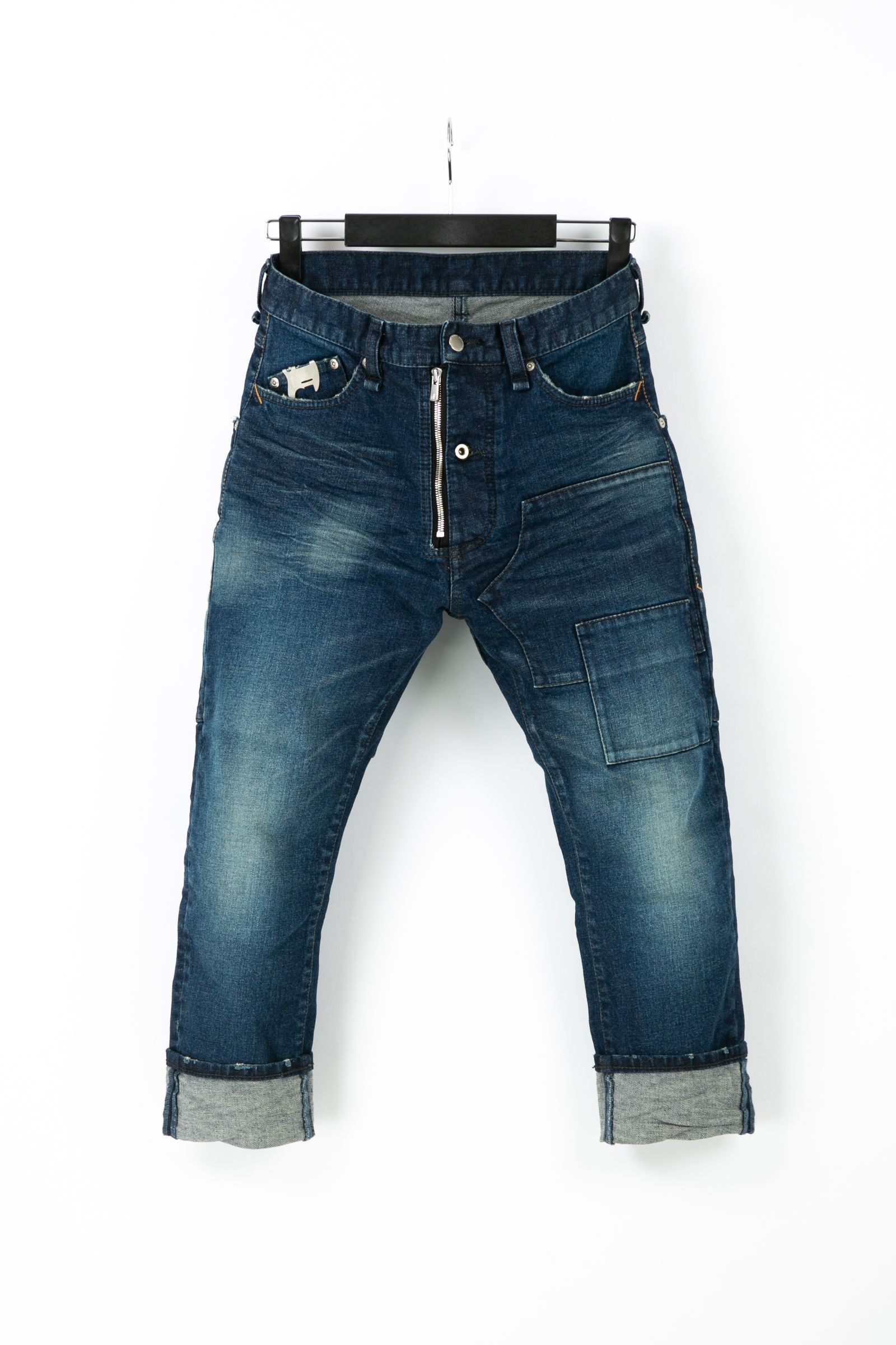 【予約品】 12.5oz オーガニックコットン ストレッチデニム クロップド ユースド加工 / INDIGO 【STRUM】 《2月下~3月上 入荷予定》