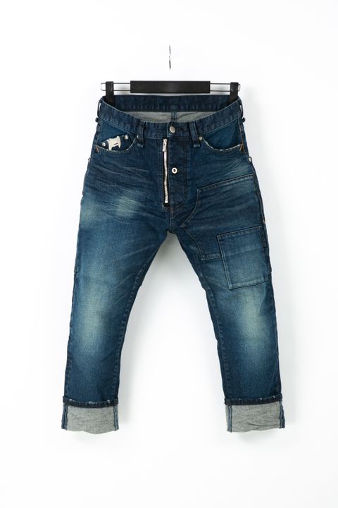 【予約品】 12.5oz オーガニックコットン ストレッチデニム クロップド ユースド加工 / INDIGO 【STRUM】 《2月下~3月上 入荷予定》