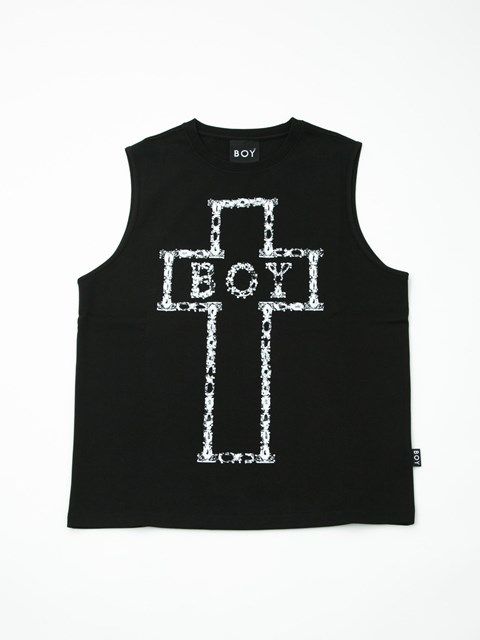 BOY CROSS MOTIFSLEEVELESS SHIRT / ノースリーブTシャツ / ブラック 【BOY LONDON】