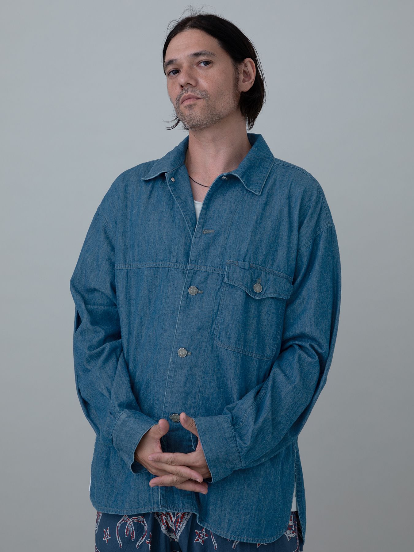 【予約品 10月26日(日) 締切】90sDENIMSHIRTS used / ユーズドデニムオーバーシャツ / INDIGO×NAVY