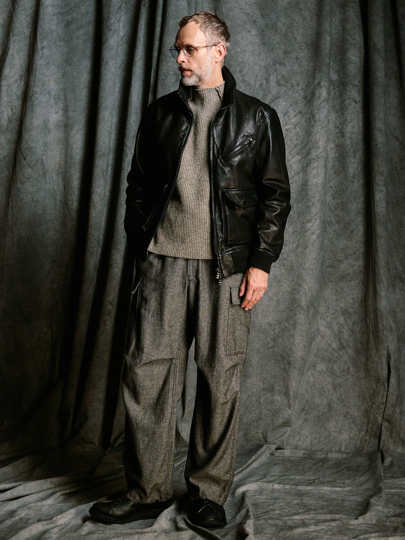 【予約品 4月19日(日) 18時締切】lomond×powder line high-neck knit / ライン ハイネックニット / グレー