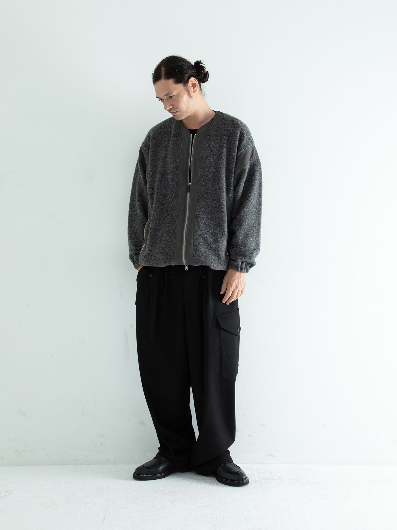 【予約品 】BOALITE / ウール ジップアップ ブルゾン / 杢グレー
