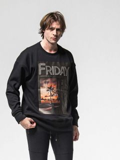 【予約品 8月31日(日) 締切】FRIDAY OLD COVER VEROURS FLEECE TRAINER / FRIDAYコラボ オールドカバー ベロアフリース トレーナー / ブラック