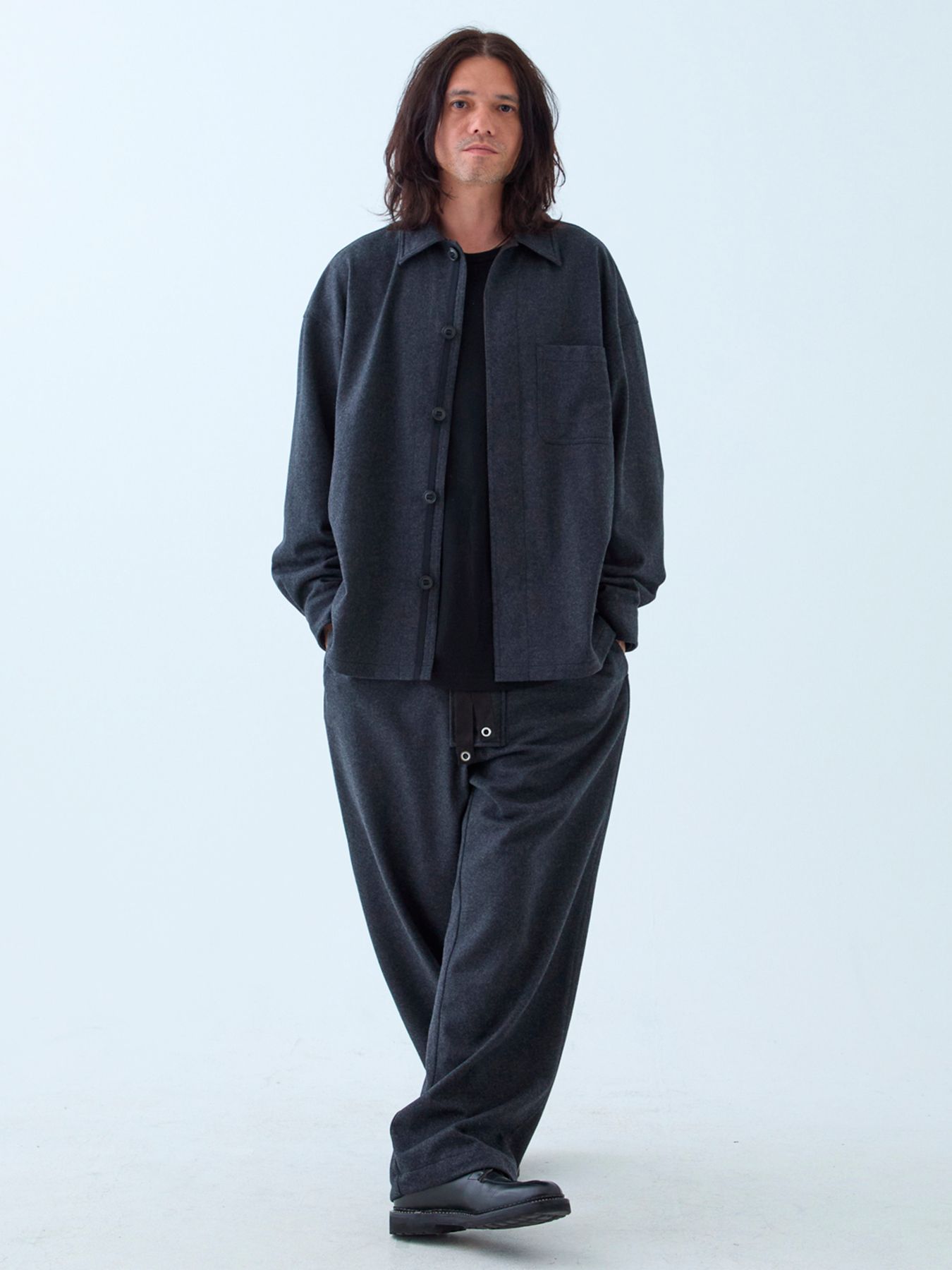【予約品 】Woolnapp shirts / ウールシャツ / 杢チャコール