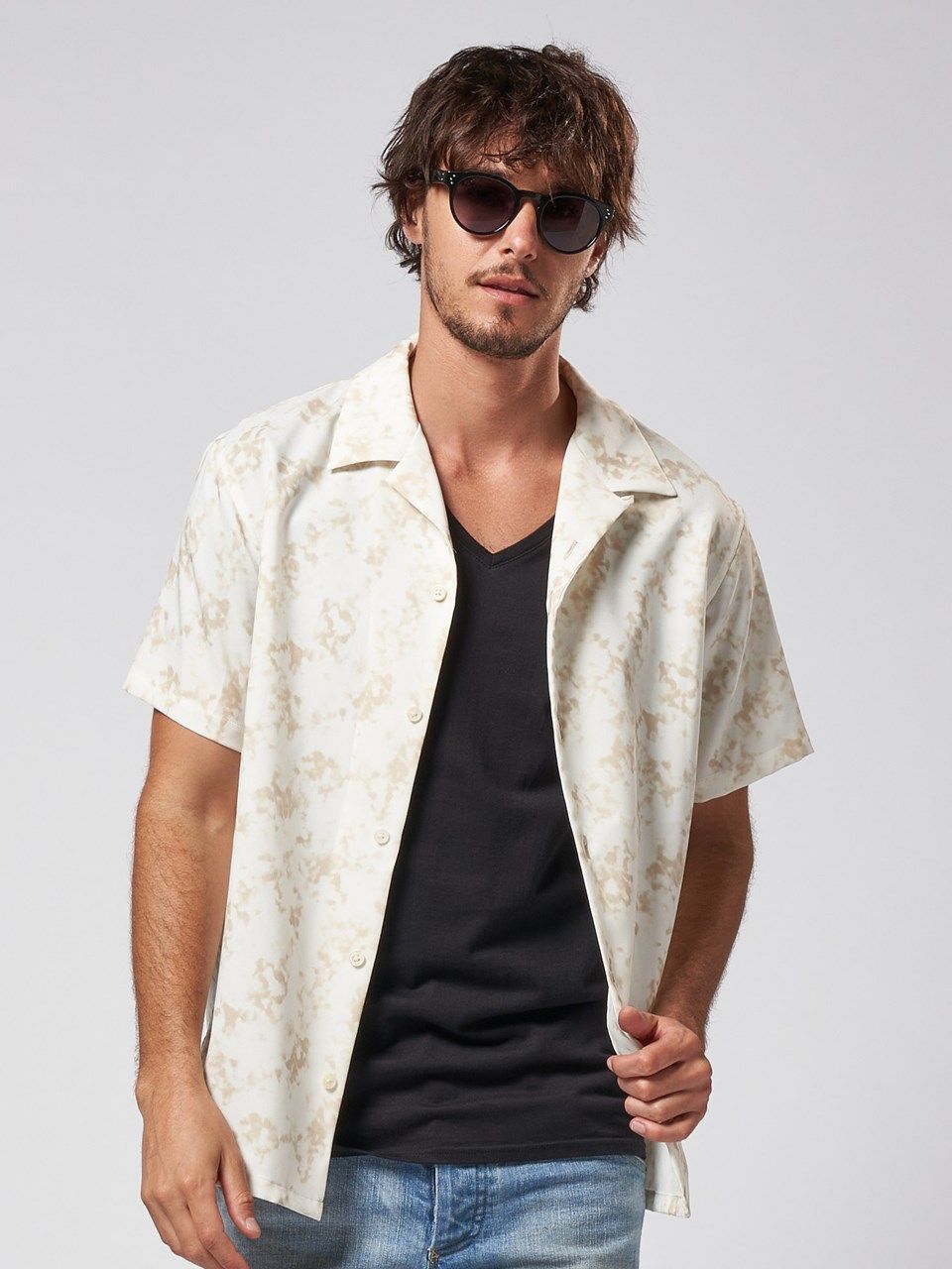 《予約品》 patterned s/s shirt / ハワイアンシャツ / ライトイエロー