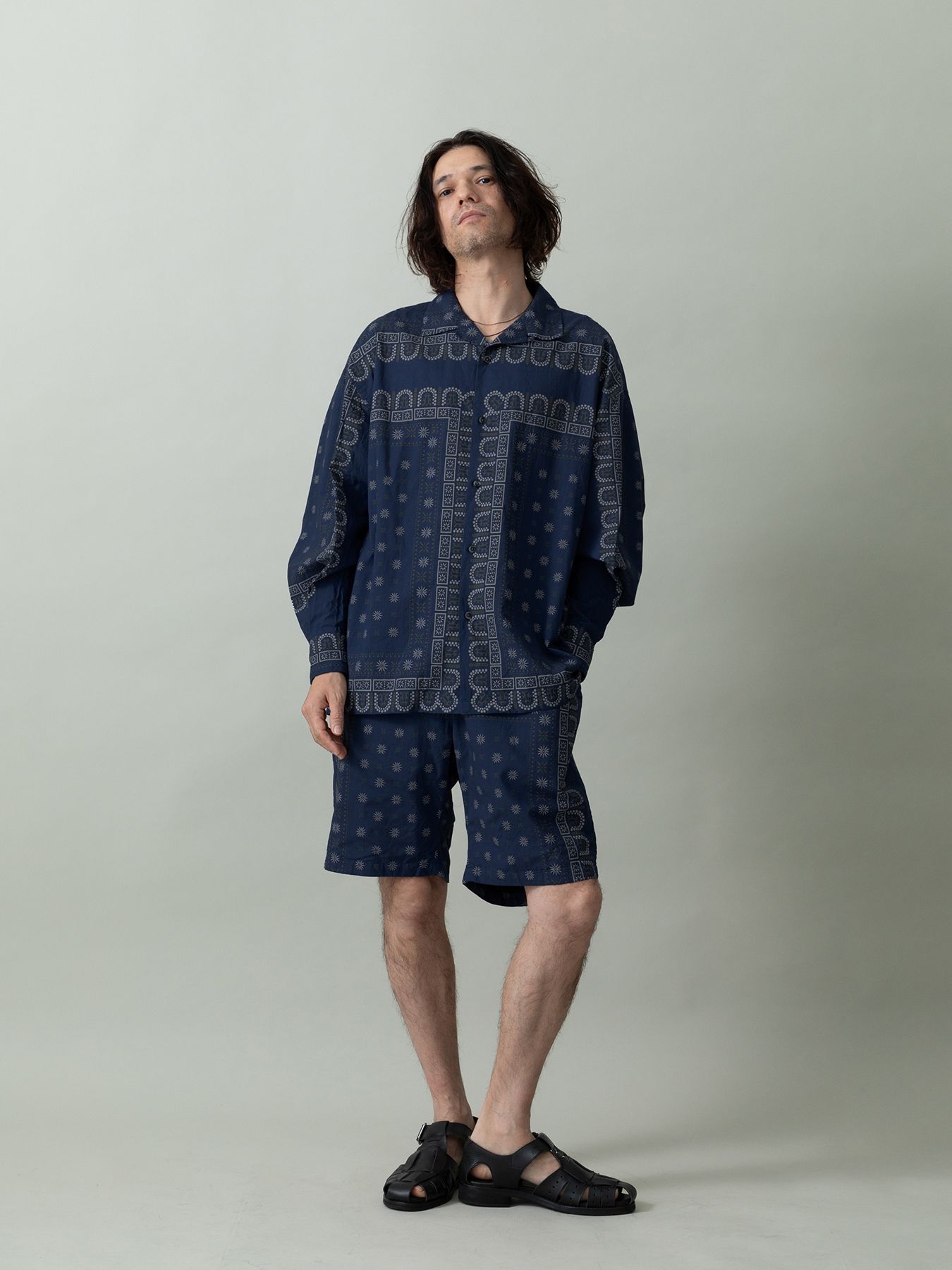 【予約品 2月1日(日) 締切】VINTAGEBANDANA SHIRTS / ヴインテージバンダナ柄 長袖シャツ / ネイビー