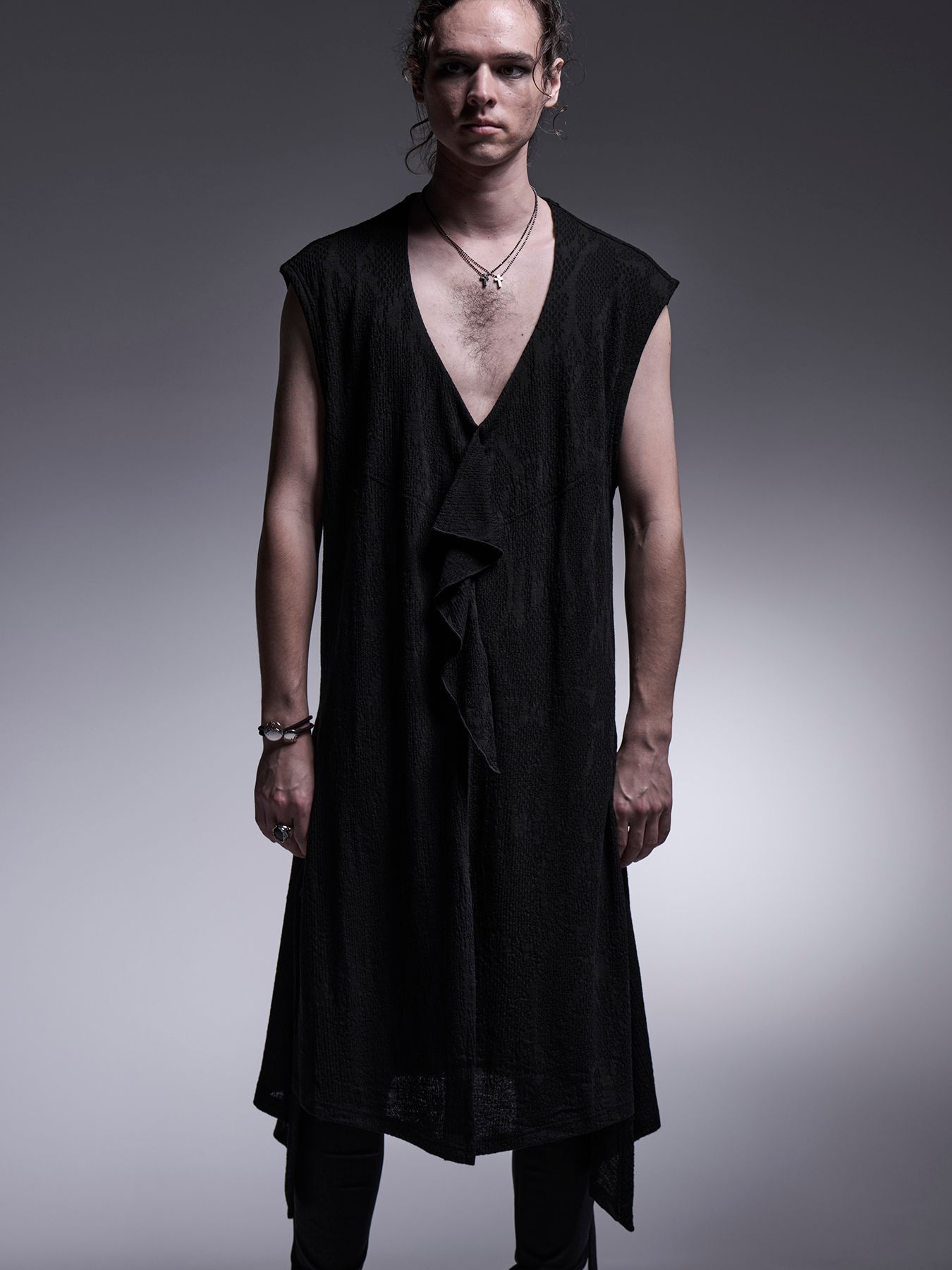【予約品 7月13日(日) 締切】Flare Frill Long Tank Top / フレアフリルロングタンクトップ / ブラック