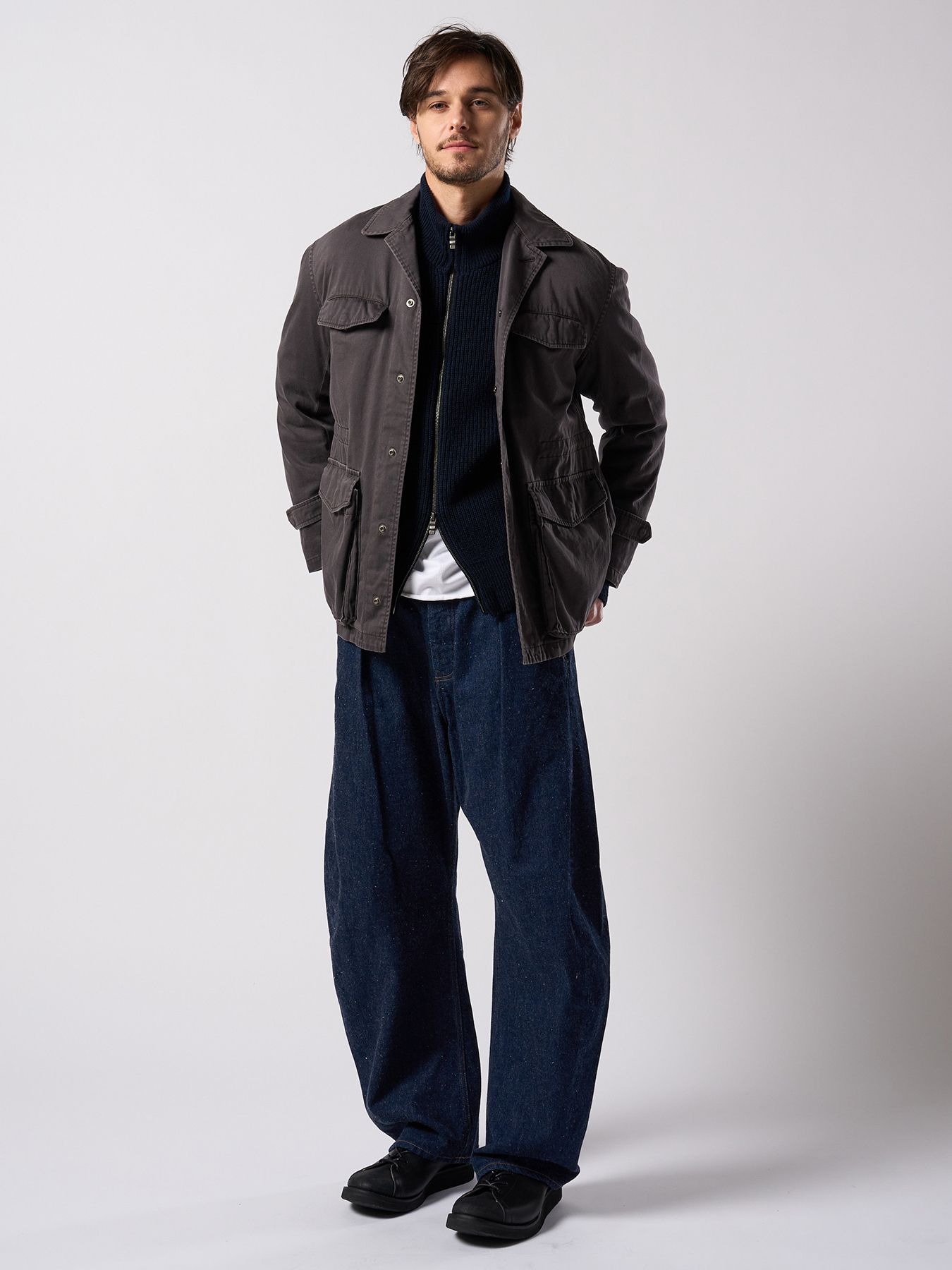 【予約品 4月19日(日) 18時締切】sulfur dyed M47 shirt / 硫化染め M47シャツ / フェードチャコール