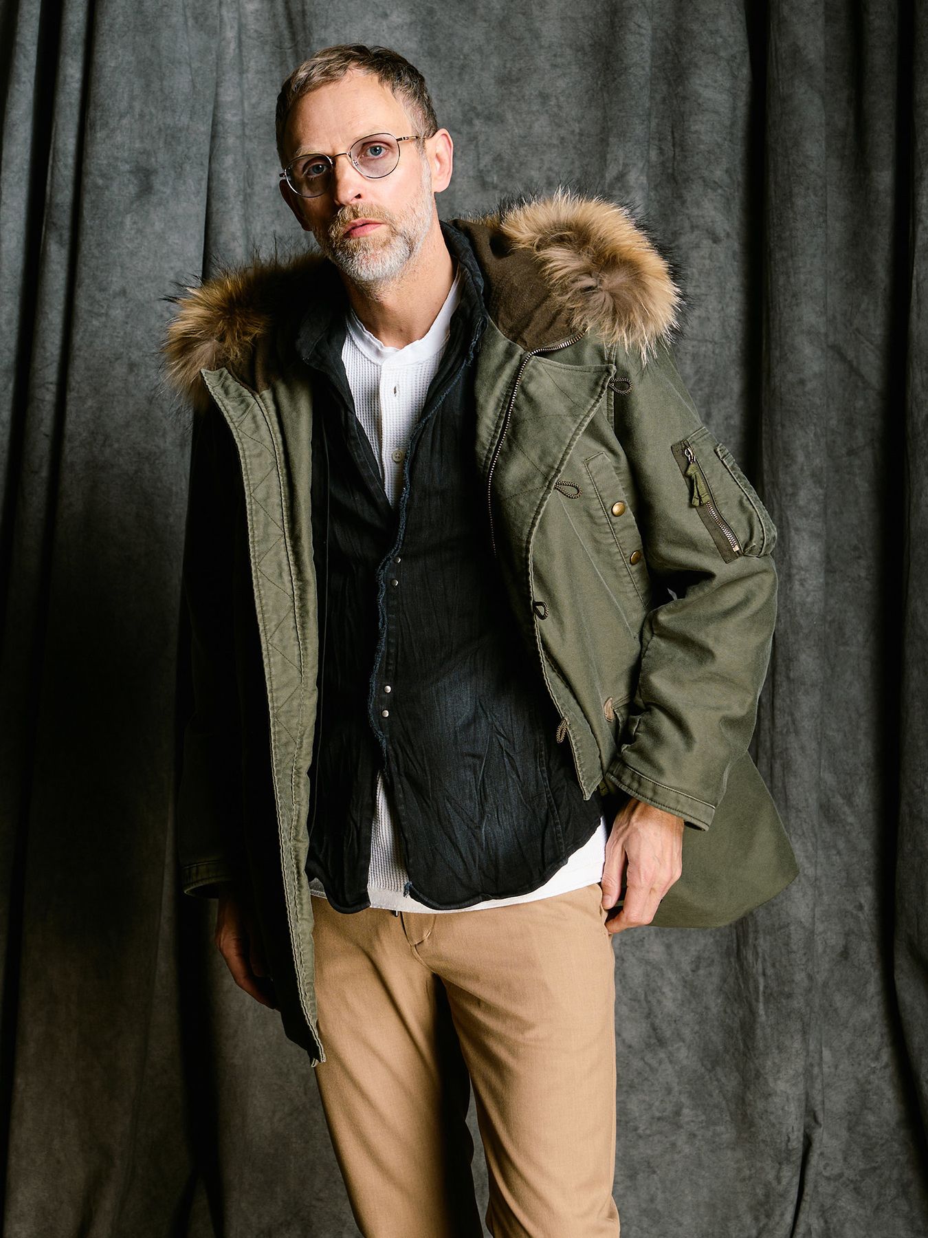 【予約品 4月19日(日) 18時締切】2-hook denim shirt / 2フック デニムシャツ / ブラックユーズド