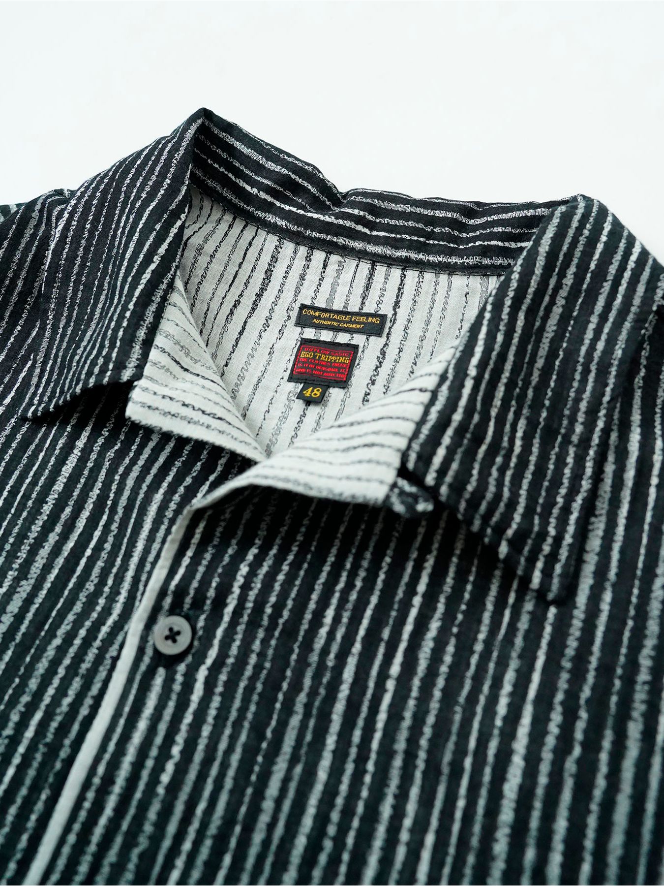 【予約品 11月9日(月) 締切】WAVESTRIPESHIRT / ジャガードストライプシャツ / ブラック