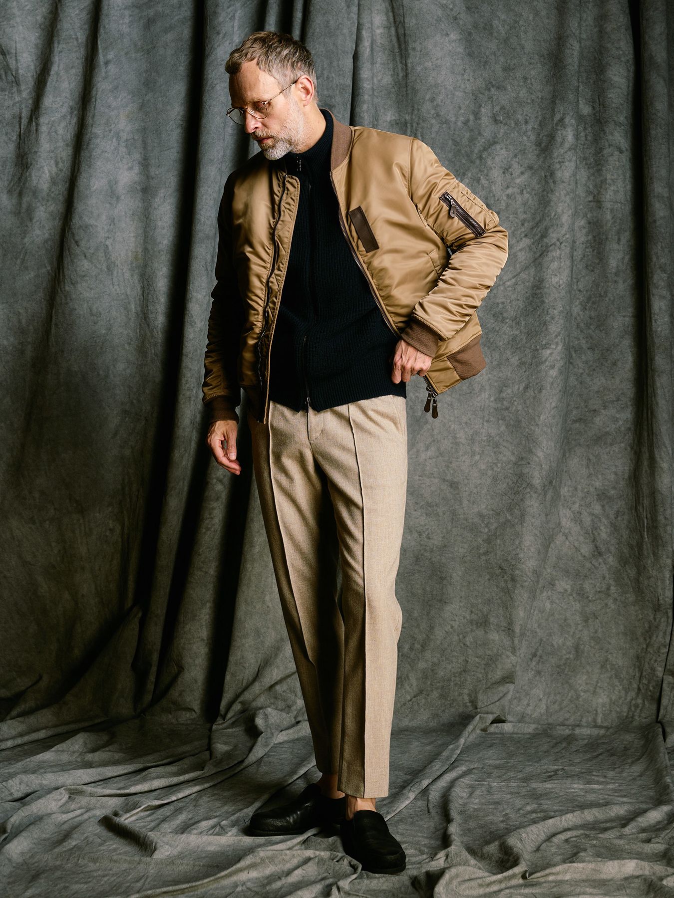 【予約品 4月19日(日) 18時締切】lomond×powder zip-up knit / ジップアップニット / ネイビー