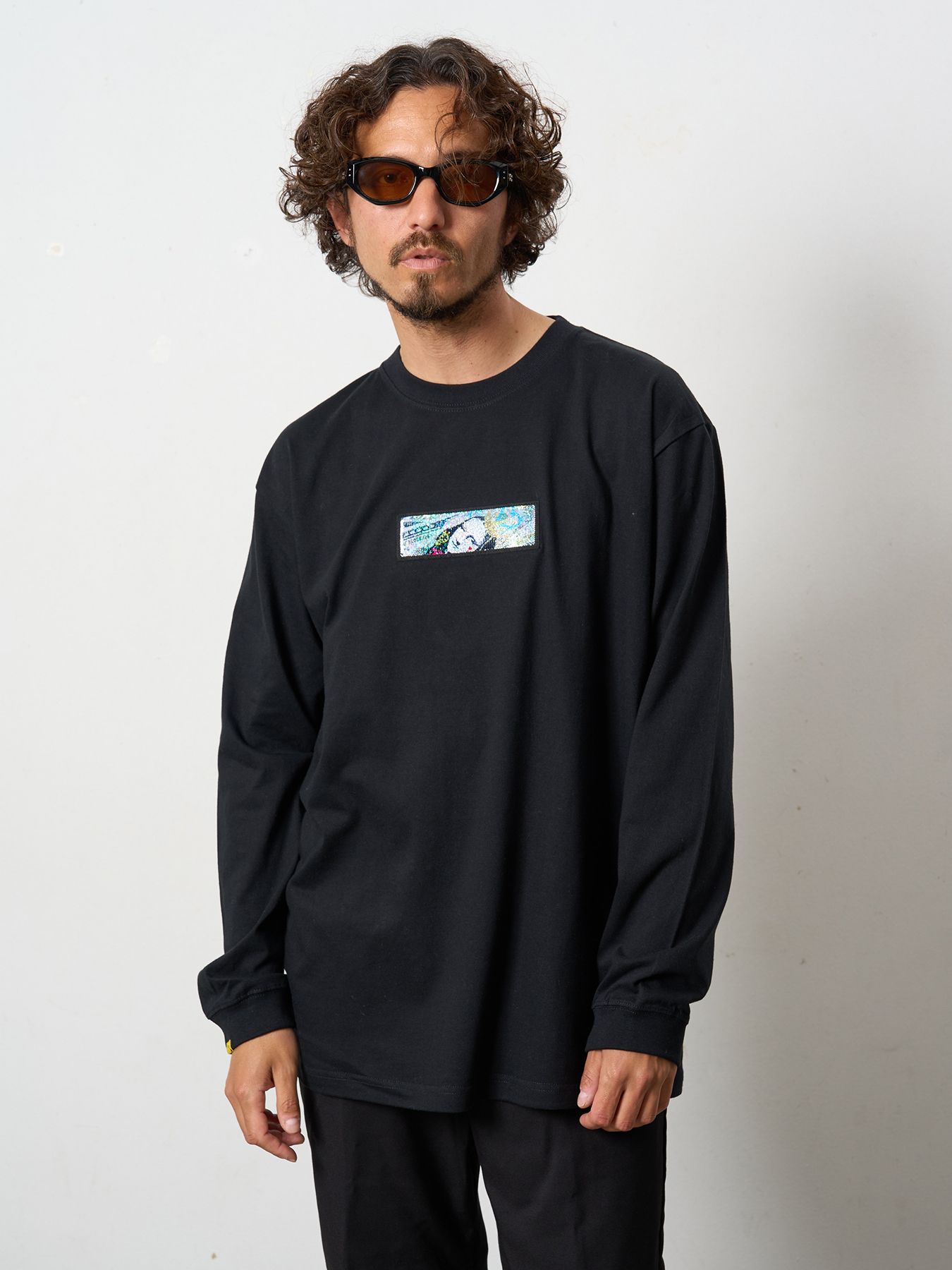 5.6ozコットン天竺 YOU GOT THIS シークインLS Tシャツ / ブラック