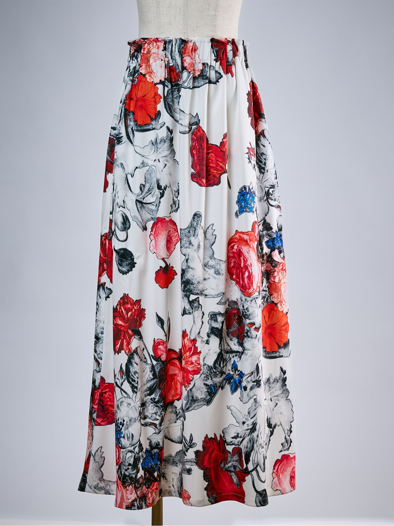 【予約品 10月26日(月) 締切】THEONENESS-FLORA Shirring Skirt / シャーリングスカート / ホワイト