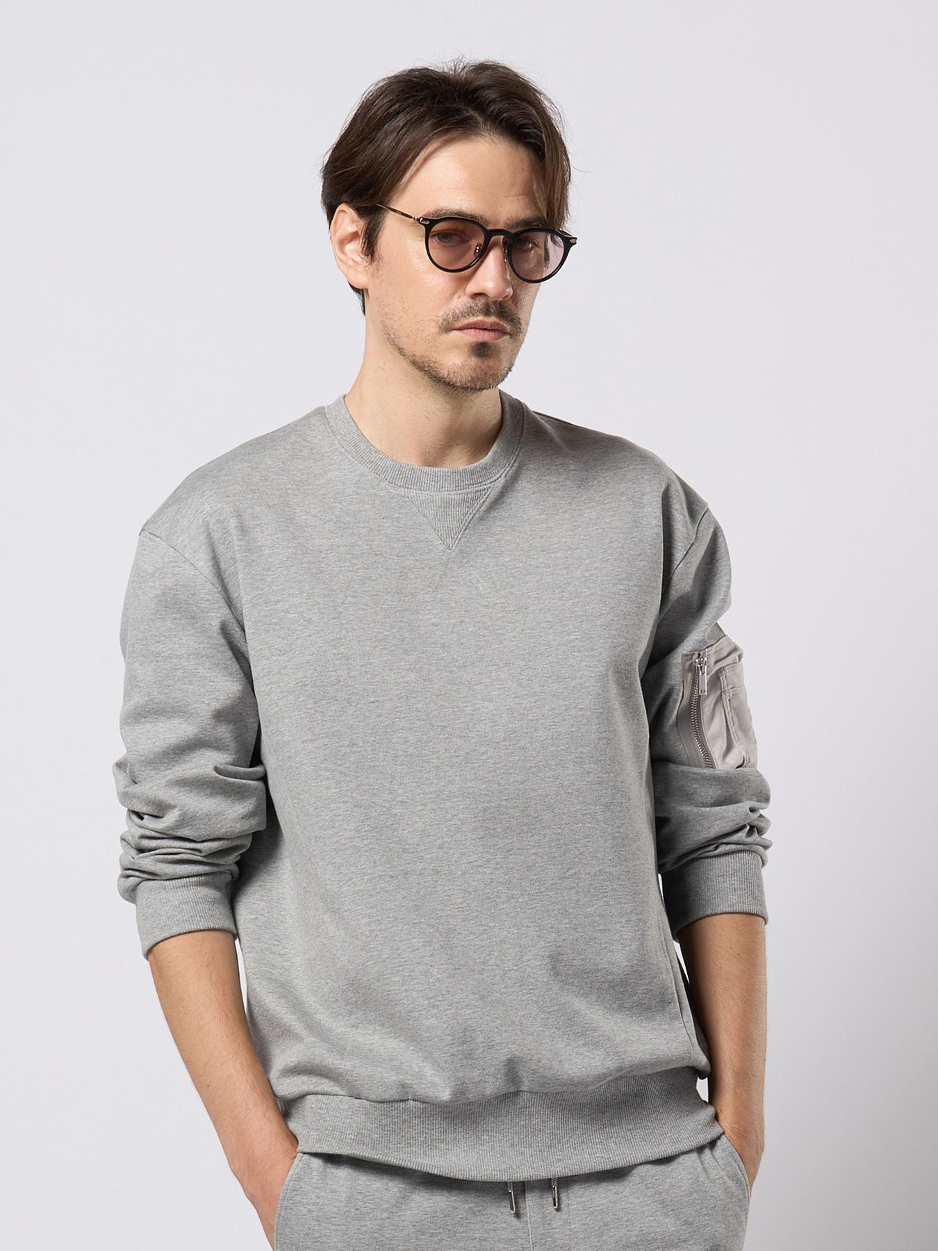 【予約品 9月23日(火) 締切】utility pocket sweatshirt / ユーティリティー ポケット スウェットシャツ / 杢グレー