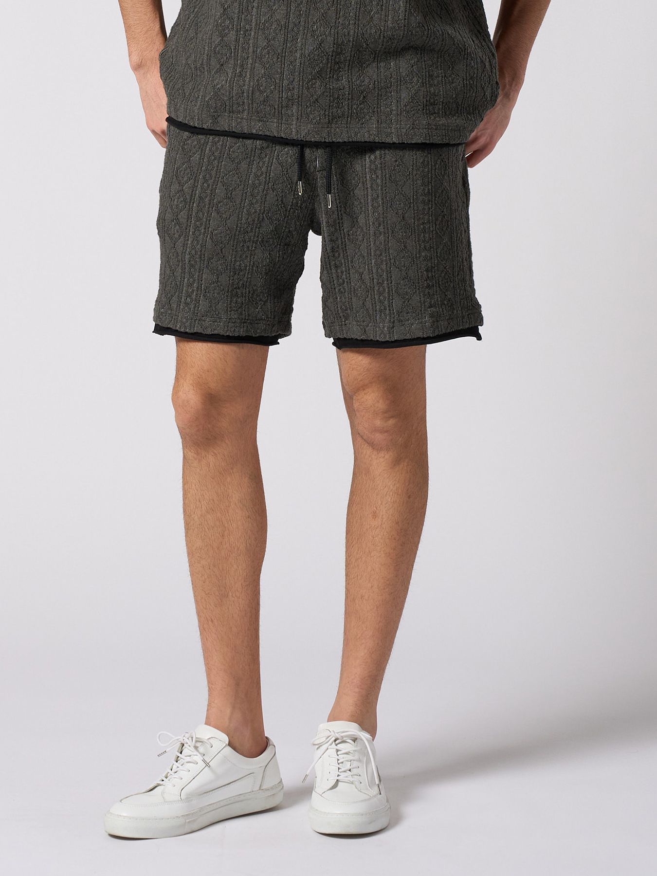 【予約品 1月25日(日) 締切】jacquard summer knit shorts / ジャガード サマーニット ショーツ / ブラック