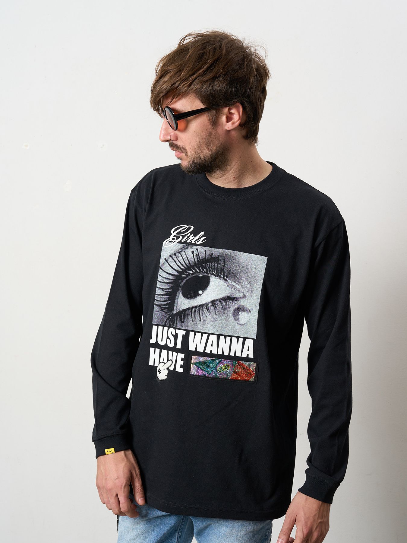 【予約品 5月8日(木) AM10時 締切】 5.6ozコットン天竺JUST WANNA HAVE FUNSシークイン LS Tシャツ / ブラック
