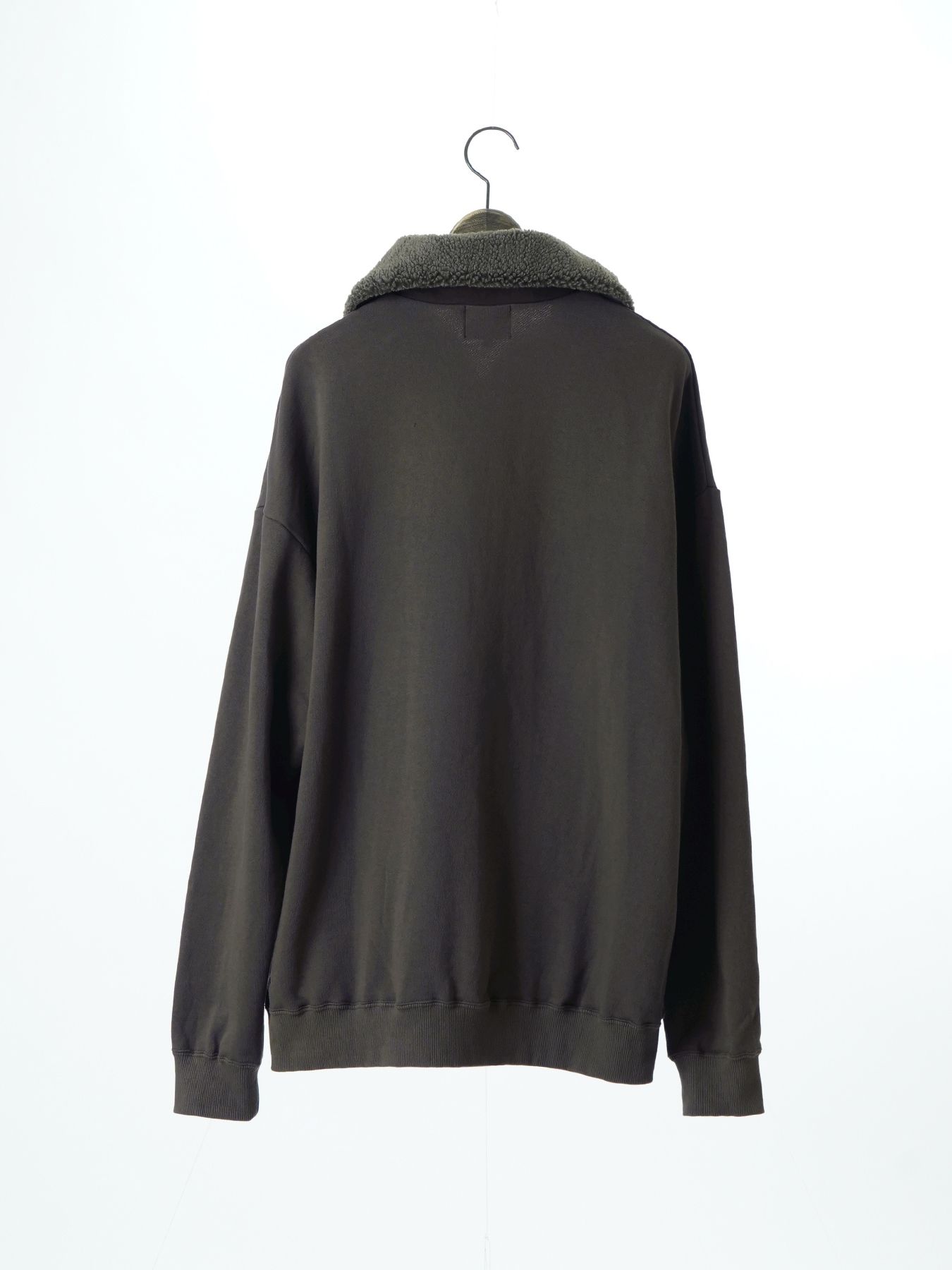 【予約品 】TEXUNION / ボアジップアップ スウェット / チャコール