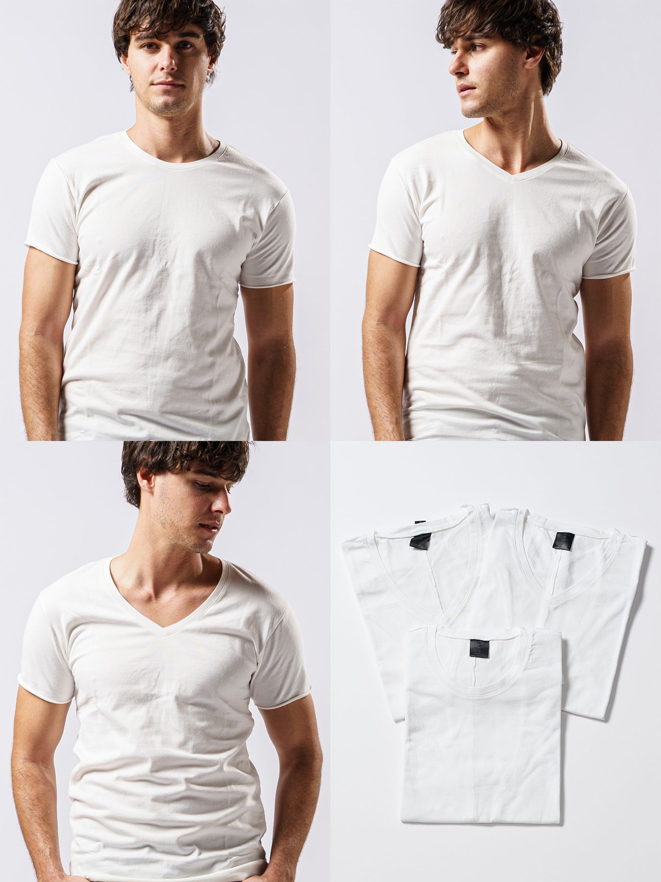 【予約品 1月25日(日) 締切】3 in pack-T S/S / 3インパック ショートスリーブ Tシャツ / ホワイト / クルーネック、Vネック、ディープVネック
