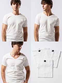 【予約品 1月25日(日) 締切】3 in pack-T S/S / 3インパック ショートスリーブ Tシャツ / ホワイト / クルーネック、Vネック、ディープVネック