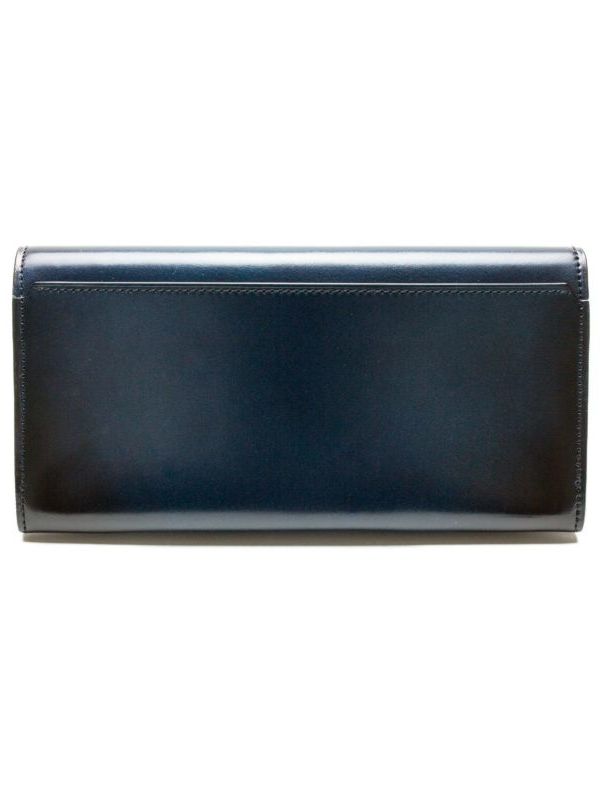 コードバン かぶせ長財布 / ブルー