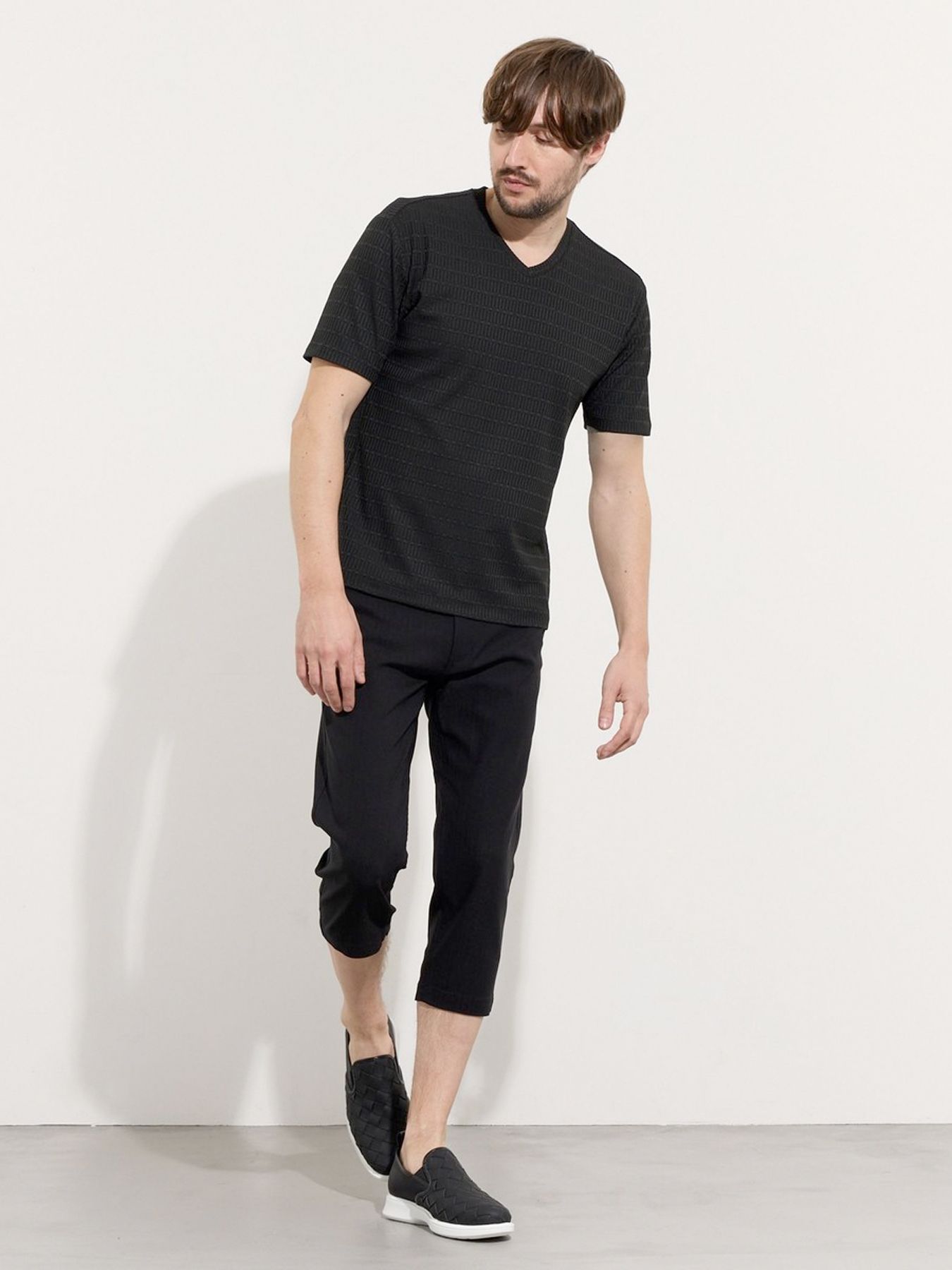 リンクスジャカードアラカルトVネックプルオーバー / ブラック【HIDEAWAYS NICOLE】