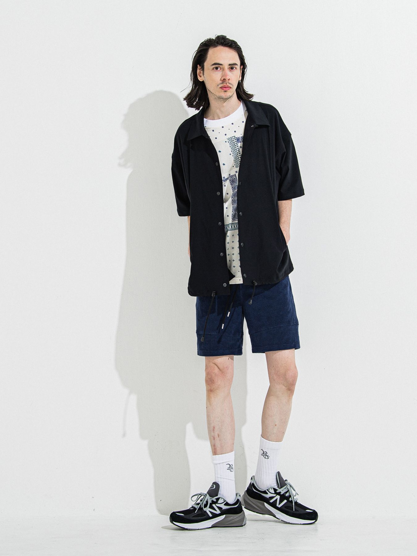 【予約品】NYLON HALF COACH JACKET / ナイロンハーフコーチジャケット / ブラック