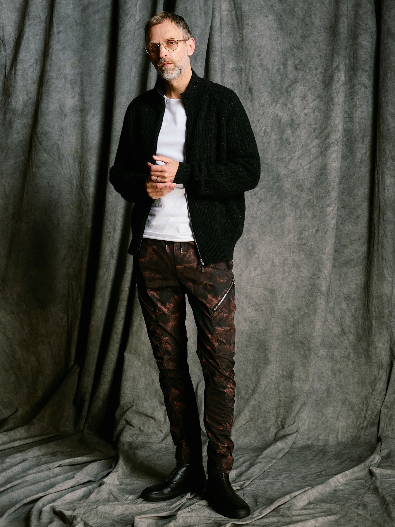 【予約品 4月19日(日) 18時締切】lomond×powder zip-up knit / ジップアップニット / ブラック