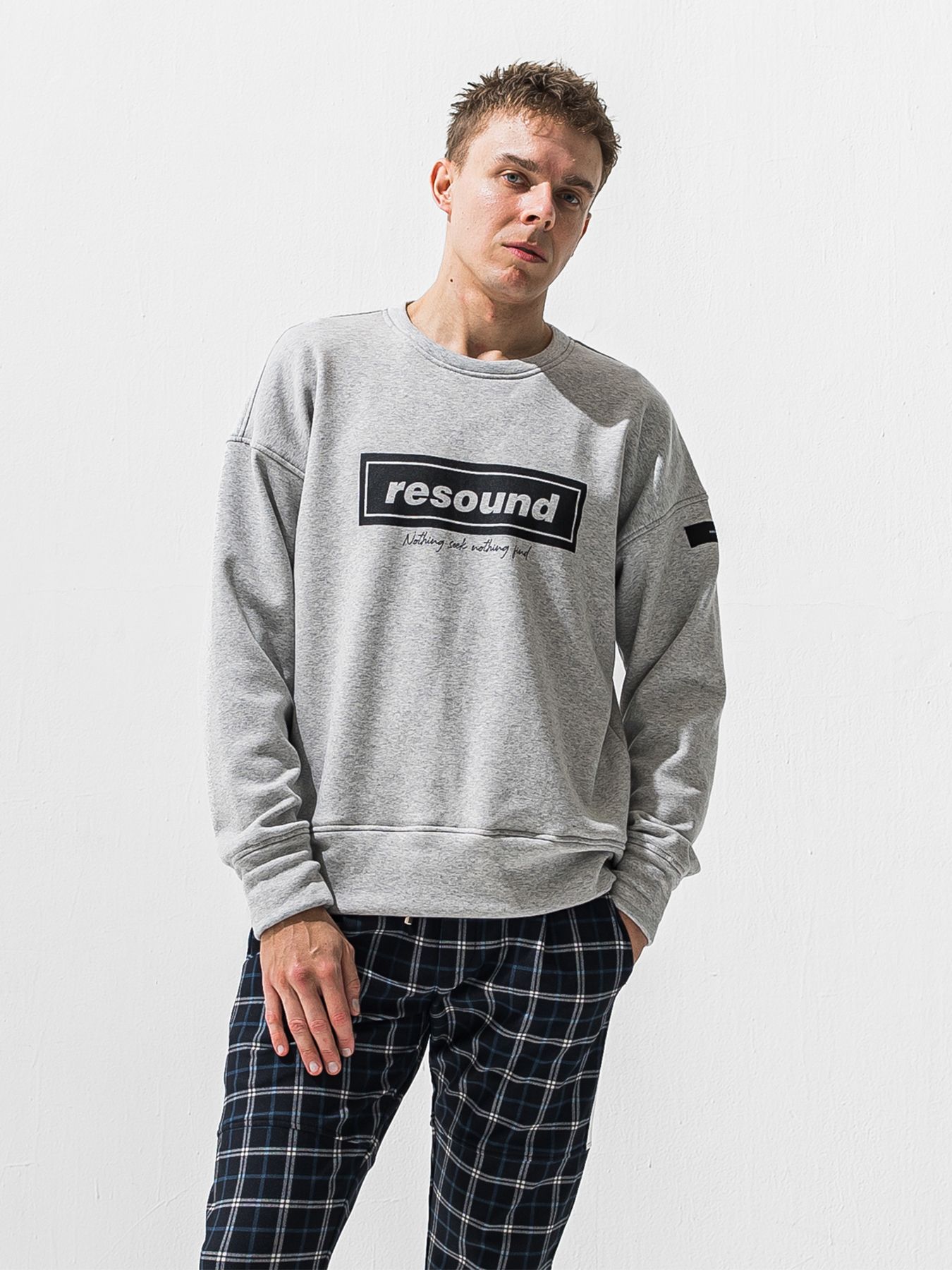 【予約品 9月6日(日) 締切】BOX VELOURS FLEECE DROP TRAINER / ボックスロゴ 裏起毛 ルーズトレーナー / グレー