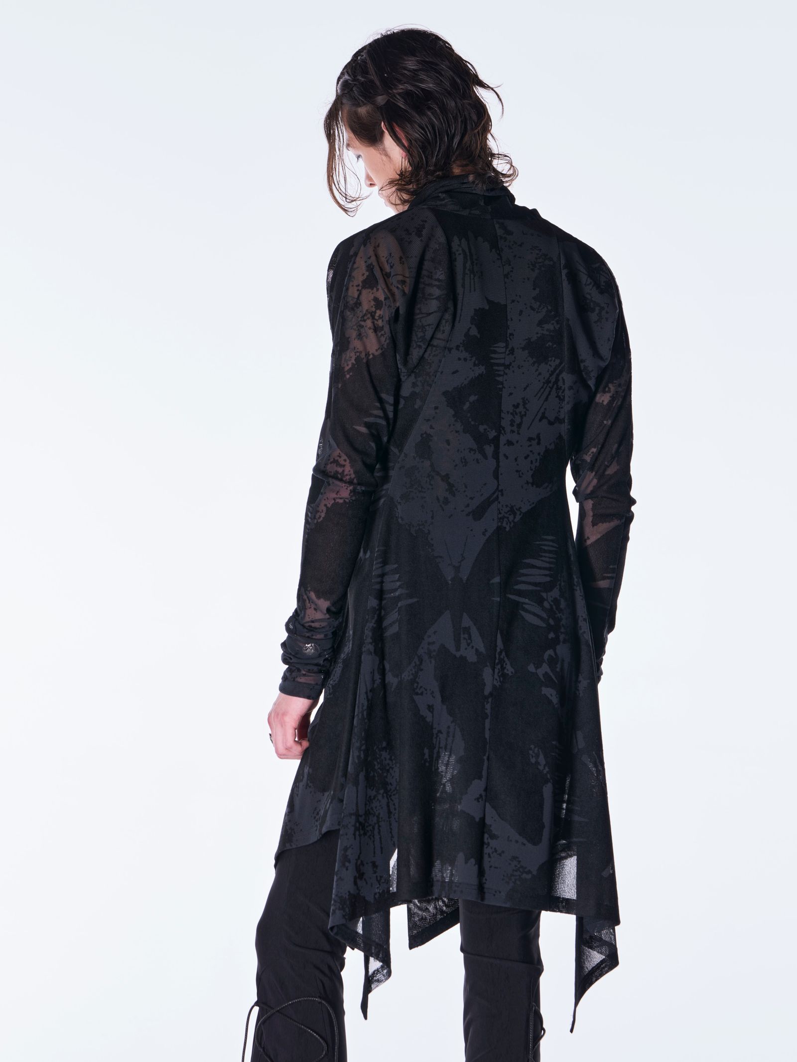 【予約品 6月29日(月) 締切】Opal Mesh Flare Cardigan / オパールメッシュ フレアカーディガン / ブラック