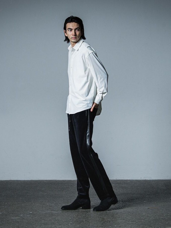 《予約品》 VELOUR SEMI WIDE PT  / ベロアラインワイドパンツ / ブラック