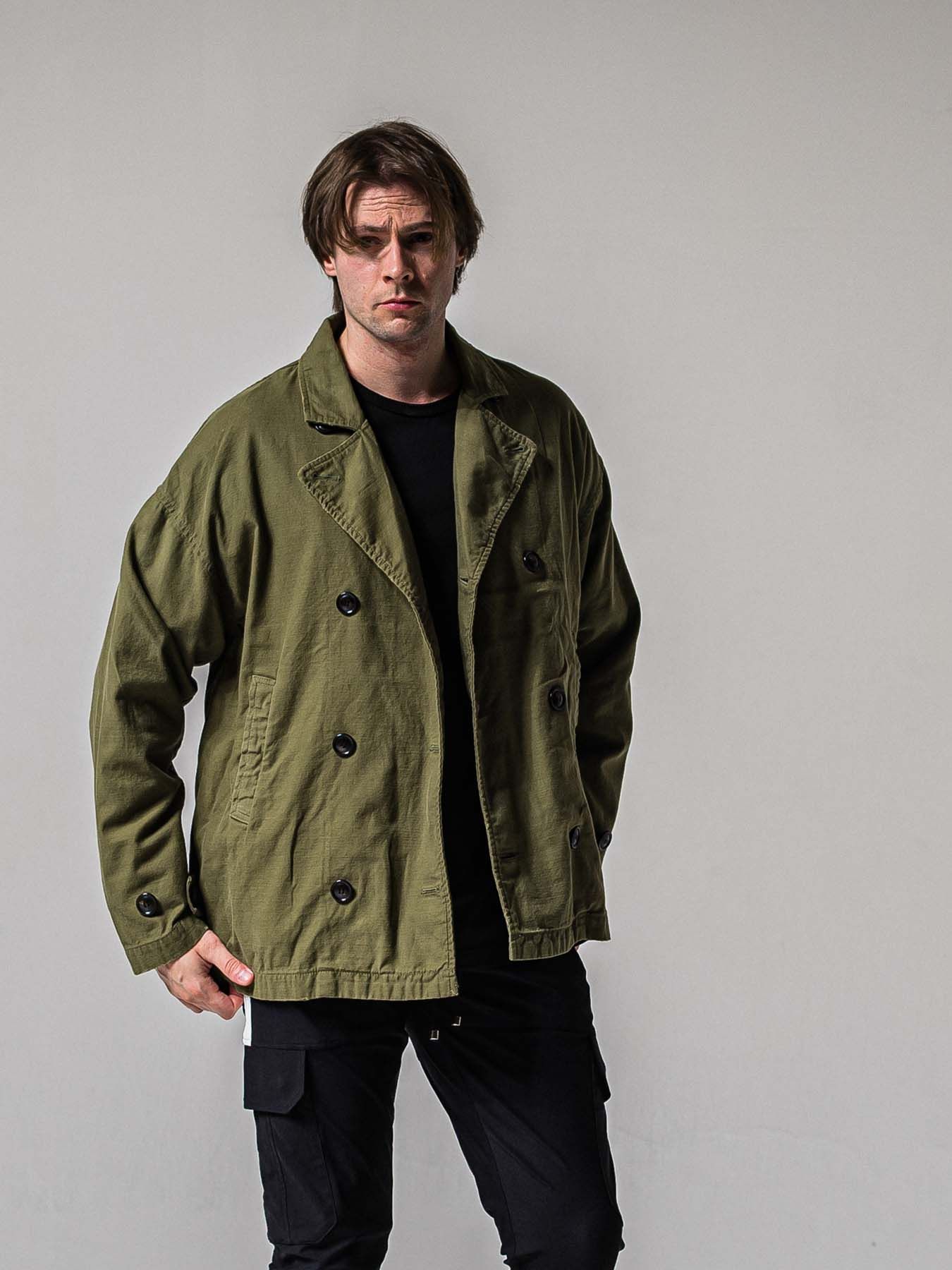 【予約品 11月16日(日) 締切】MV OVER PCOAT / オーバーサイズ ピーコートジャケット / カーキ