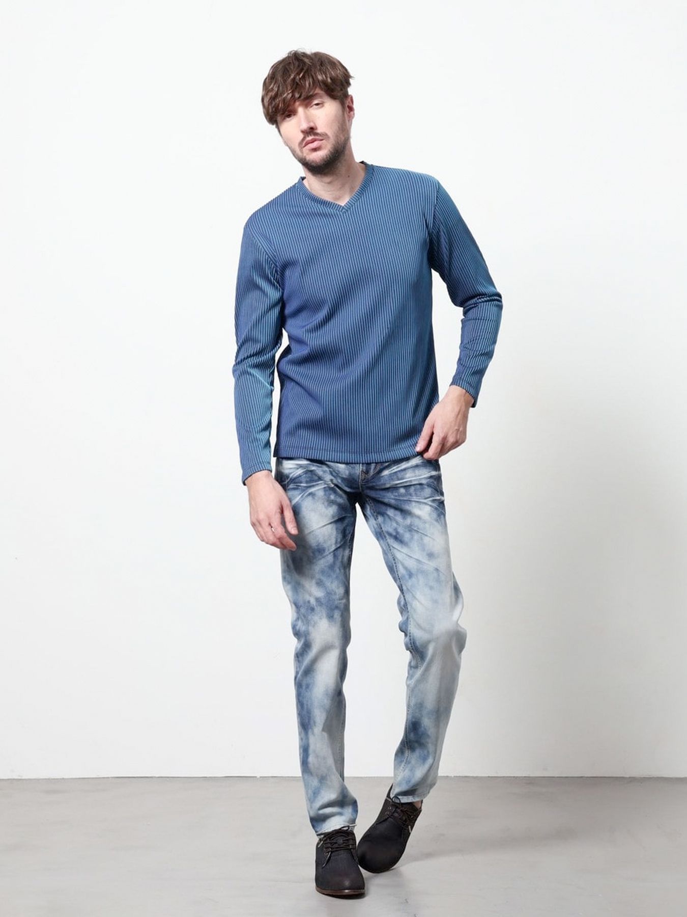 タックボーダーVネックプルオーバー / ネイビー 【HIDEAWAYS NICOLE】