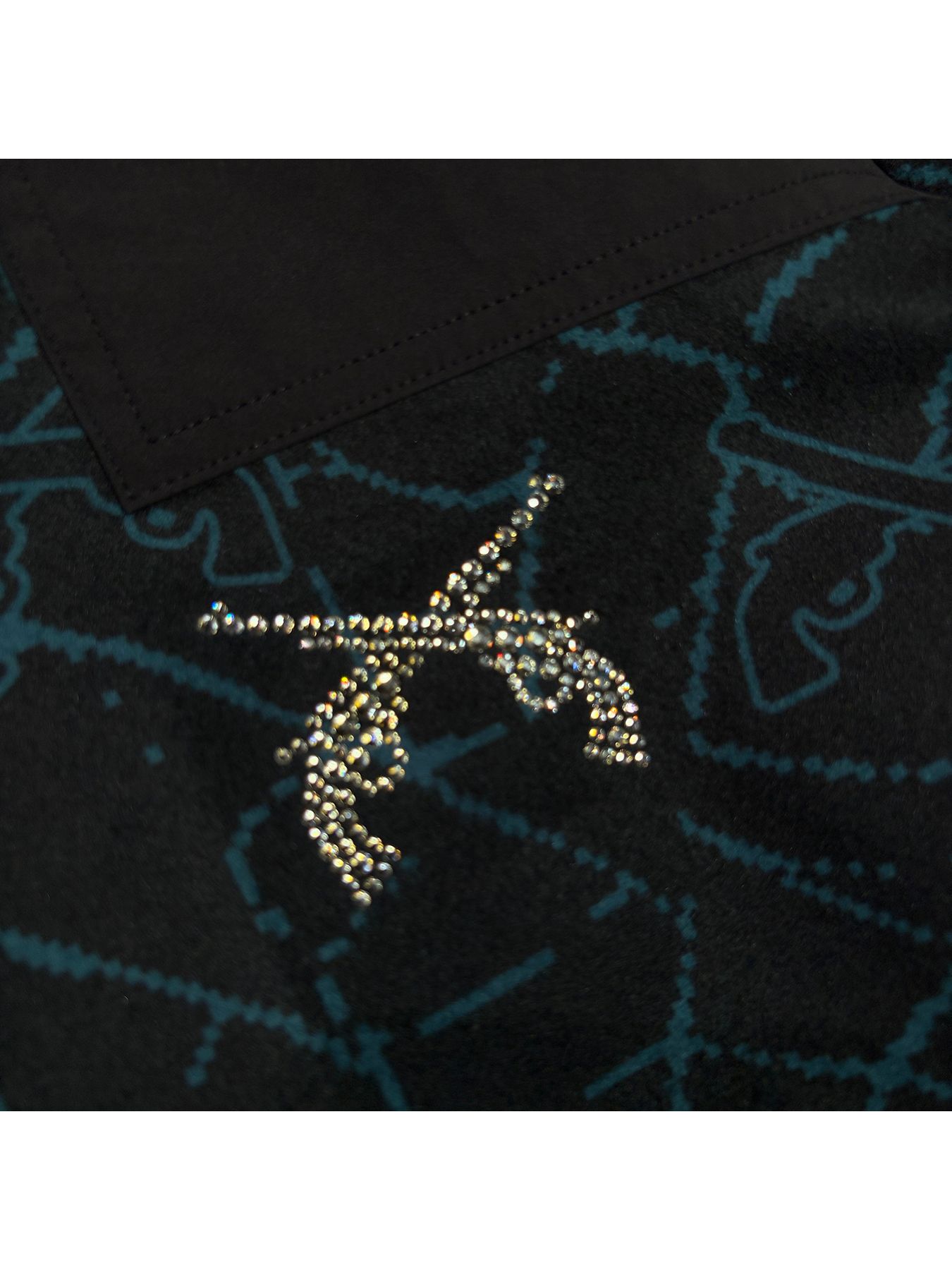 【予約品 3月9日(月) 18:00 締切】SPIDER PRINT JKT CRY / クリスタルクロスガン スパイダープリント フリース ジャケット / ブラック×ブルー