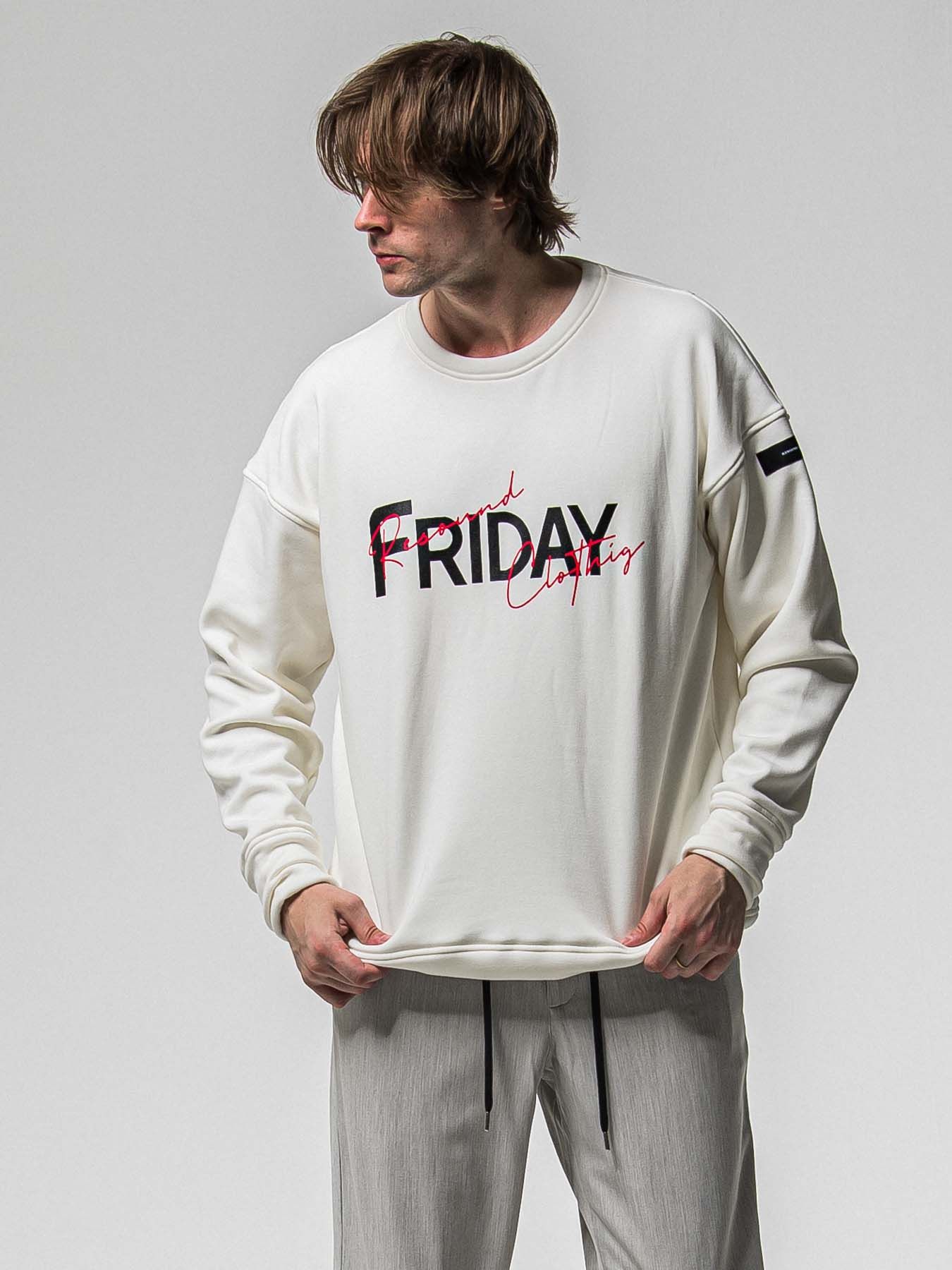【予約品 8月31日(日) 締切】FRIDAY OLD LOGO VEROURS FLEECE TRAINER / FRIDAYコラボ オールドロゴ ベロアフリース トレーナー / ホワイト