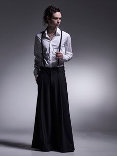 【予約品 7月13日(日) 締切】Suspender Wide Tuck Slacks / サスペンダー ワイドタックスラックス / ブラック