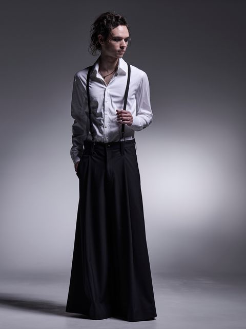 【予約品 7月13日(日) 締切】Suspender Wide Tuck Slacks / サスペンダー ワイドタックスラックス / ブラック