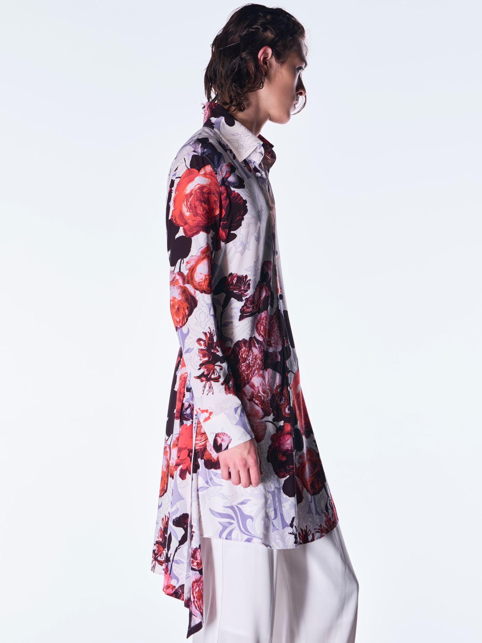 【予約品 6月29日(月) 締切】Goth Flora Flare Shirt / フレアシャツ / ホワイト