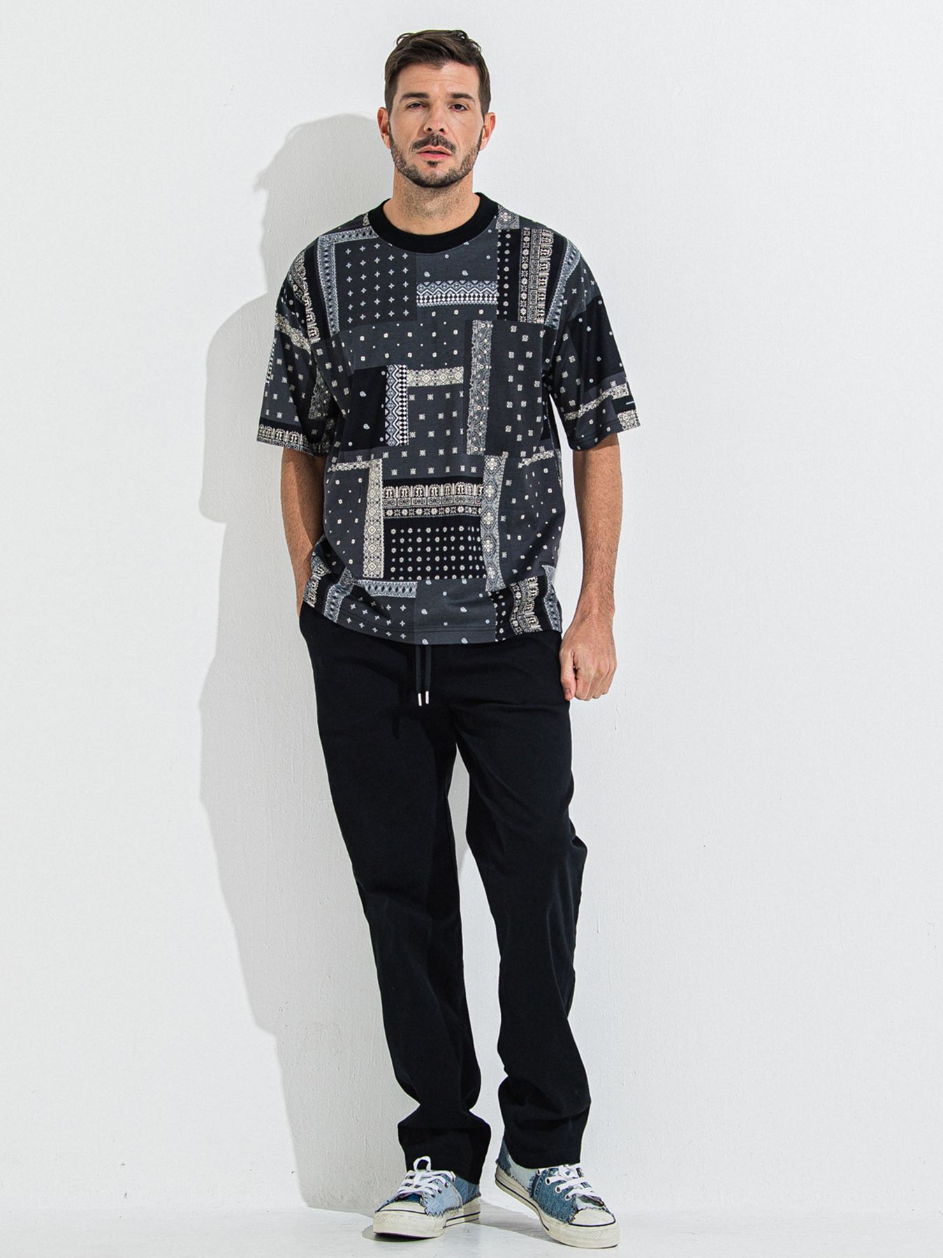 【予約品 】DENIM JERSEY WIDE PT / デニムジャージワイドパンツ / ブラック