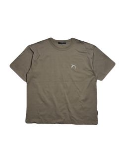 【予約品 3月9日(月) 18:00 締切】ORG/CO S/TEE MESS/SW / メッセージプリント クリスタルクロスガン オーガニックコットン Tシャツ / カーキ
