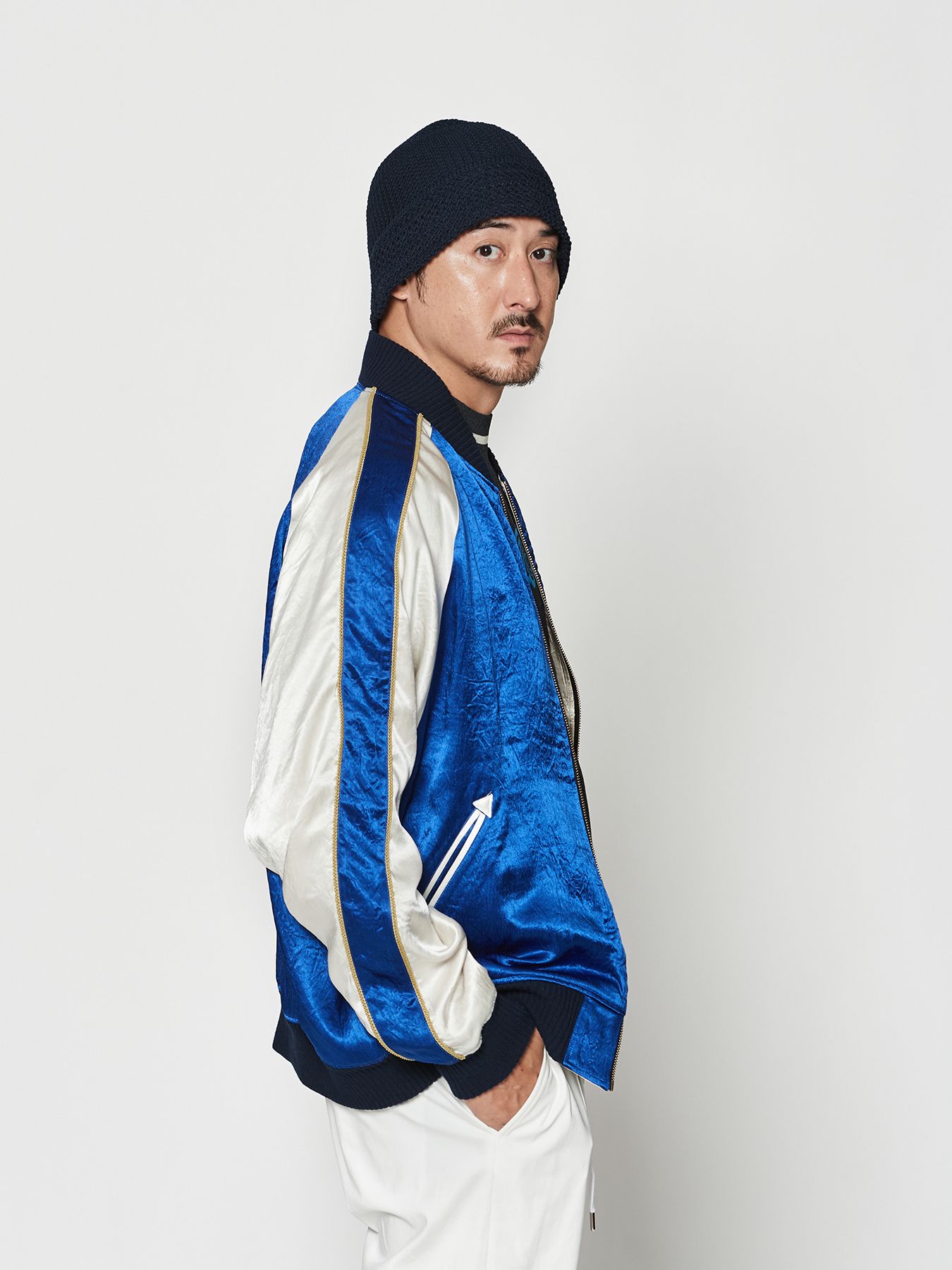 【予約品 10月9日(木) 締切】muta Souvenir Jacket / リバーシブル スーヴェニアジャケット / ブルー【Acanthus × muta MARINE】