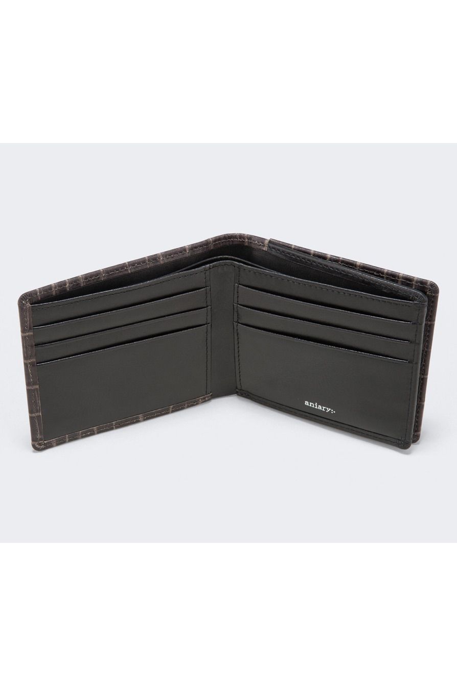 二つ折り財布 Tint Embossing Leather / Pale Black 【aniary】