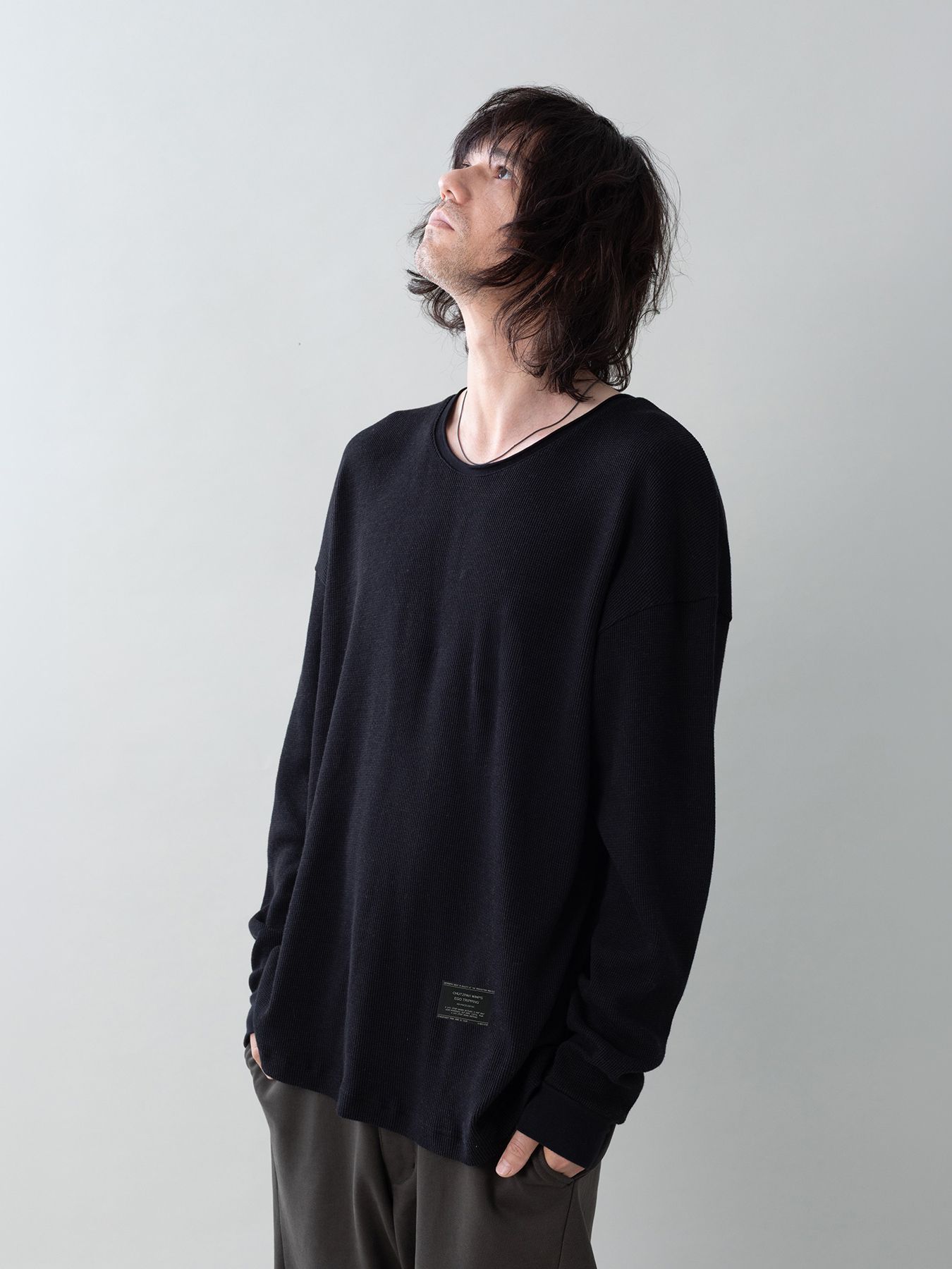 【予約品 5月27日(水) 締切】WOOLTHERMAL-TEE / ローリングネックTシャツ / ブラック