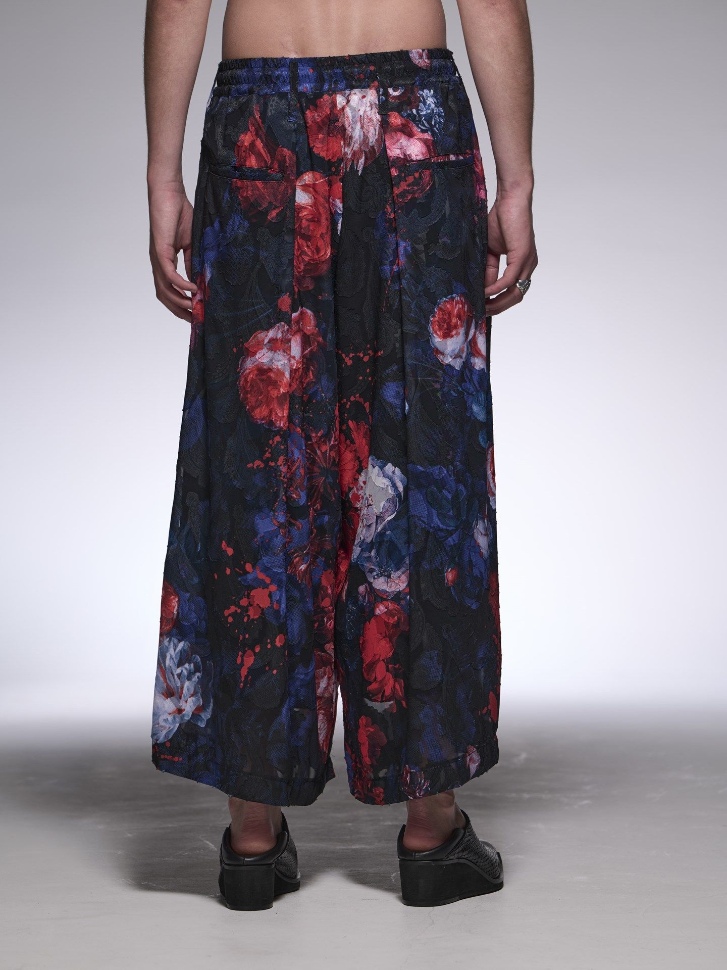 《予約品》 SplashFloraWideTuckSlacks / ワイドタックスラックス / ネイビー＆レッド