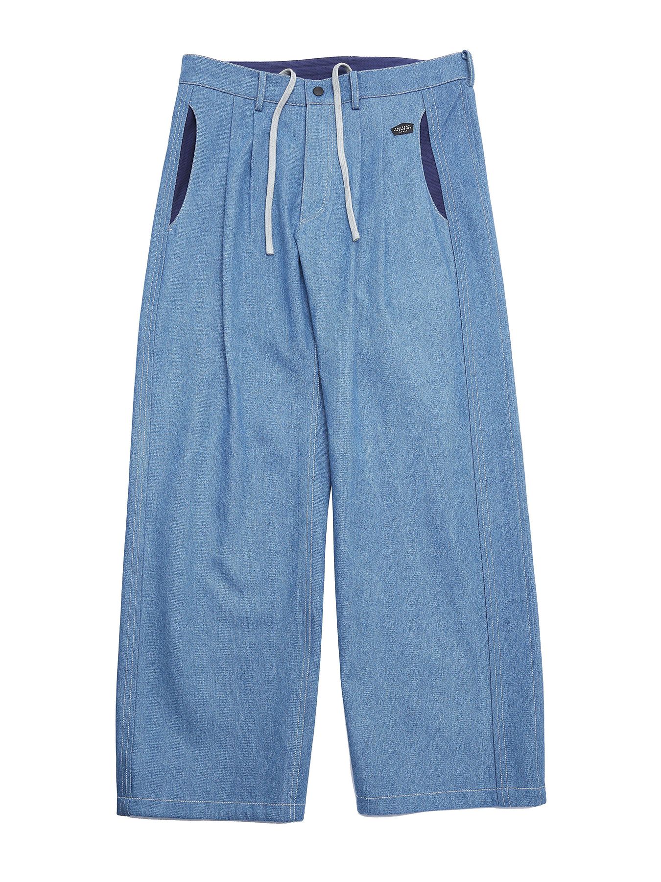 DENIM-MESH PANTS / アイスブルー【QUOLT】
