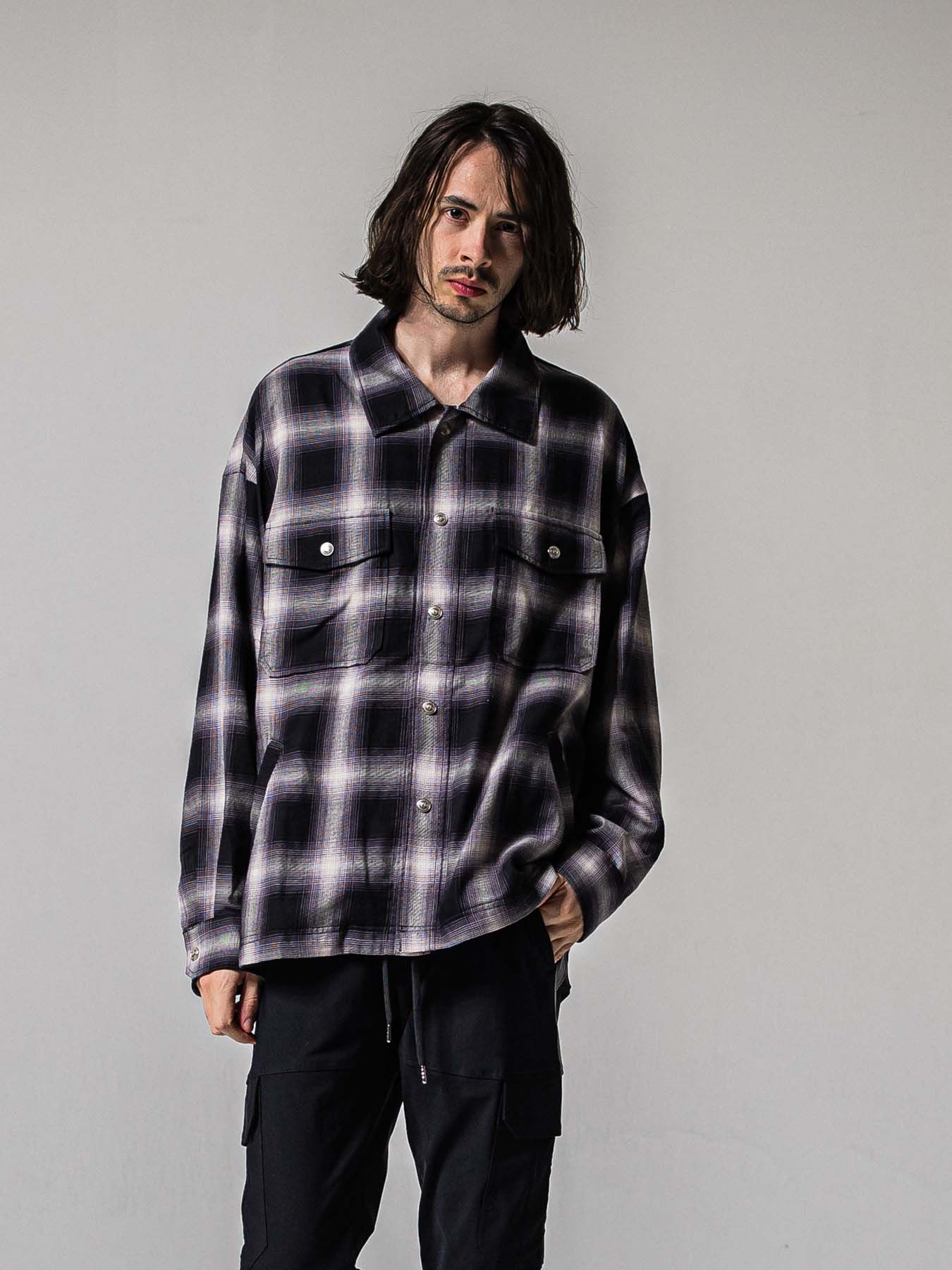 【予約品 11月16日(日) 締切】50s CHECK JK / オンブレチェック シャツジャケット / ブラック