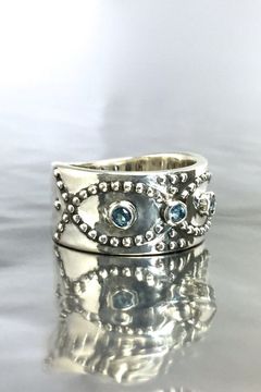 《受注生産》 STUD RING [B] with BLUE TOPAZ ブルートパーズ リング 【GOD SIZE】 注文から2～3週間後入荷予定