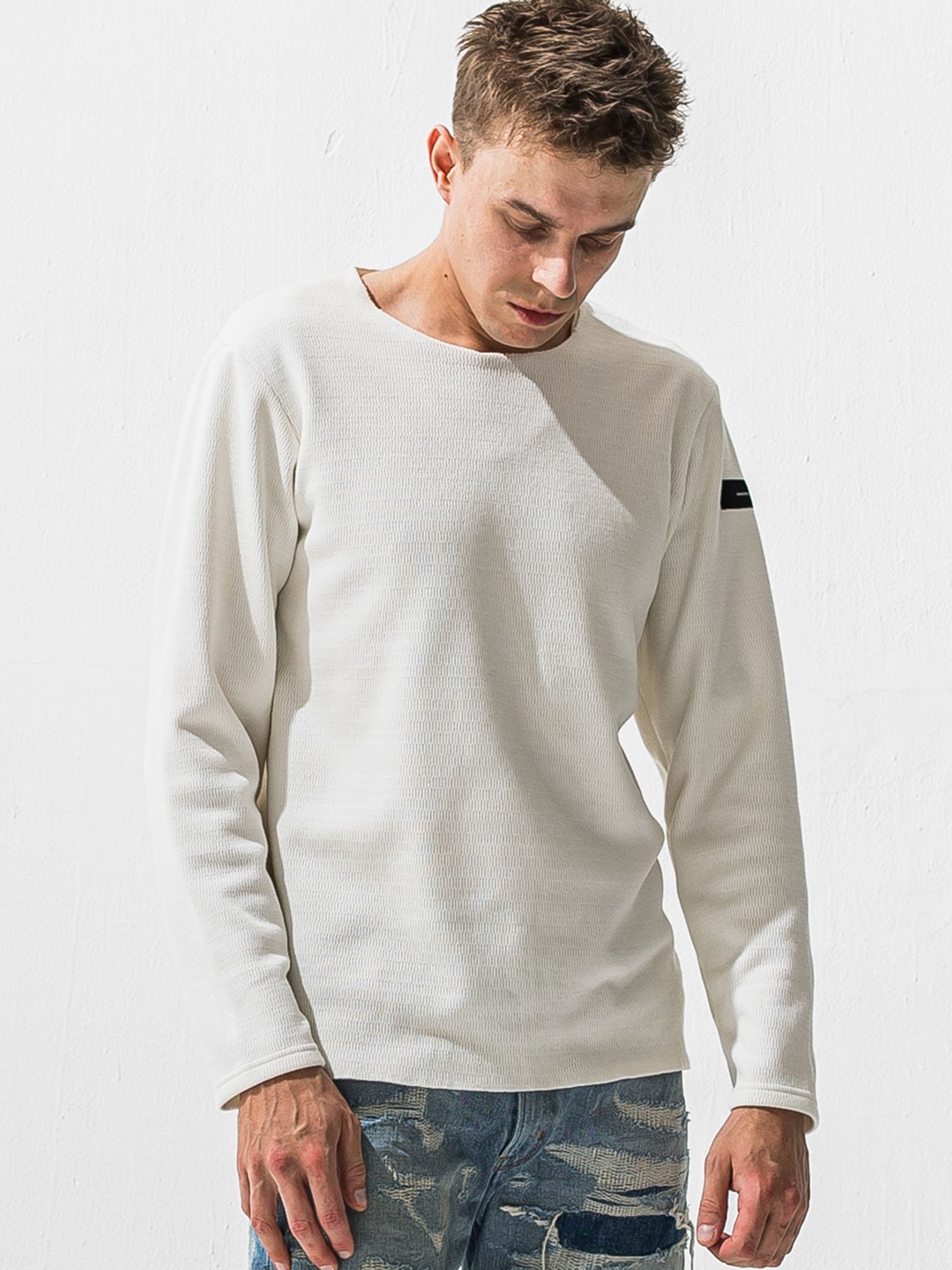 【予約品 9月6日(日) 締切】VELOURS FLEECE NEO THERMAL / 裏起毛 ハニカムサーマル ロングスリーブTシャツ / ホワイト